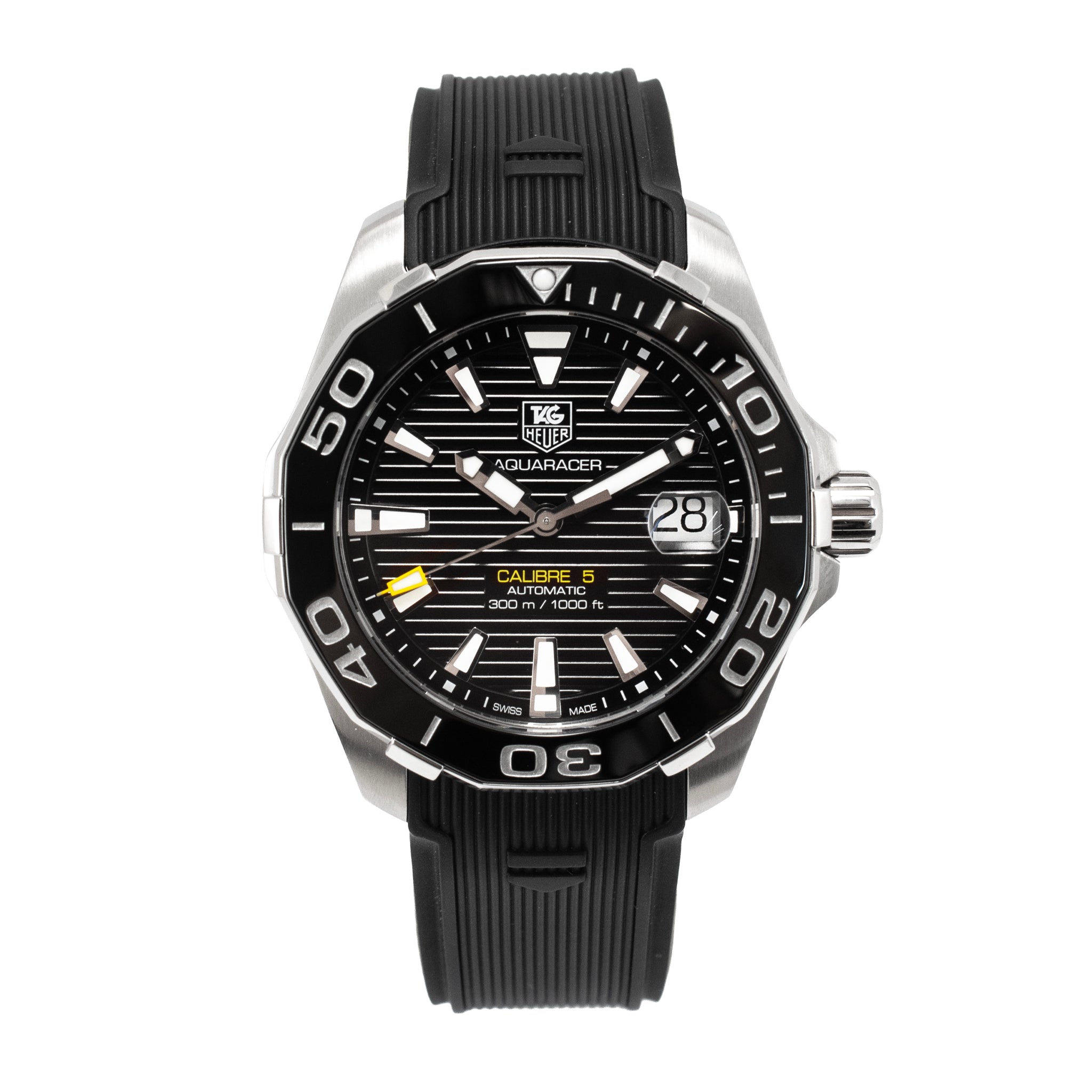 Tag Heuer Aquaracer 41MM way211a.ft6068 Black Dial Rubber Band Steel Watch