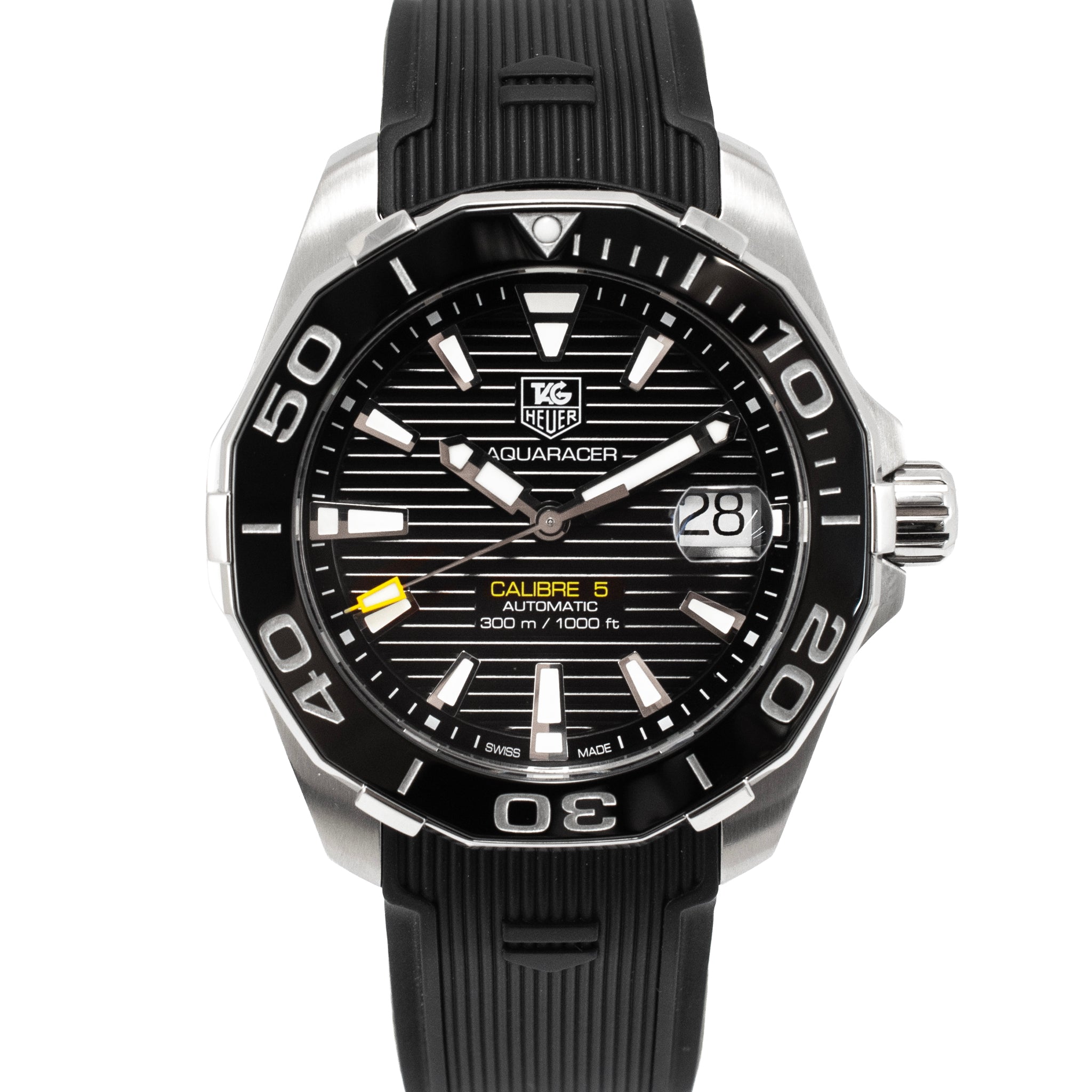 Tag Heuer Aquaracer 41MM way211a.ft6068 Black Dial Rubber Band Steel Watch