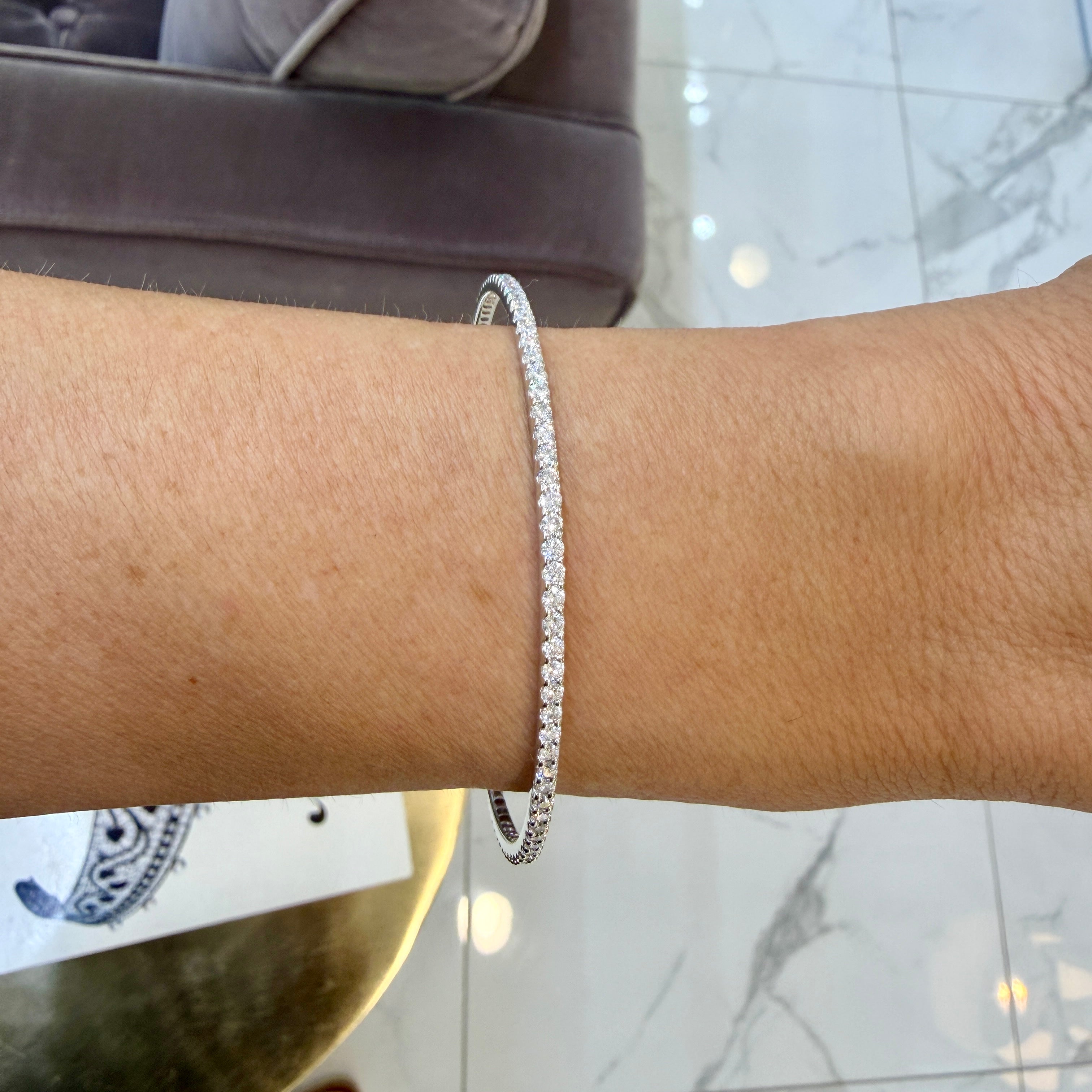 Sonia B Designs 14K White Gold 2.58ct Diamond Full Eternity Bangle Bracelet
