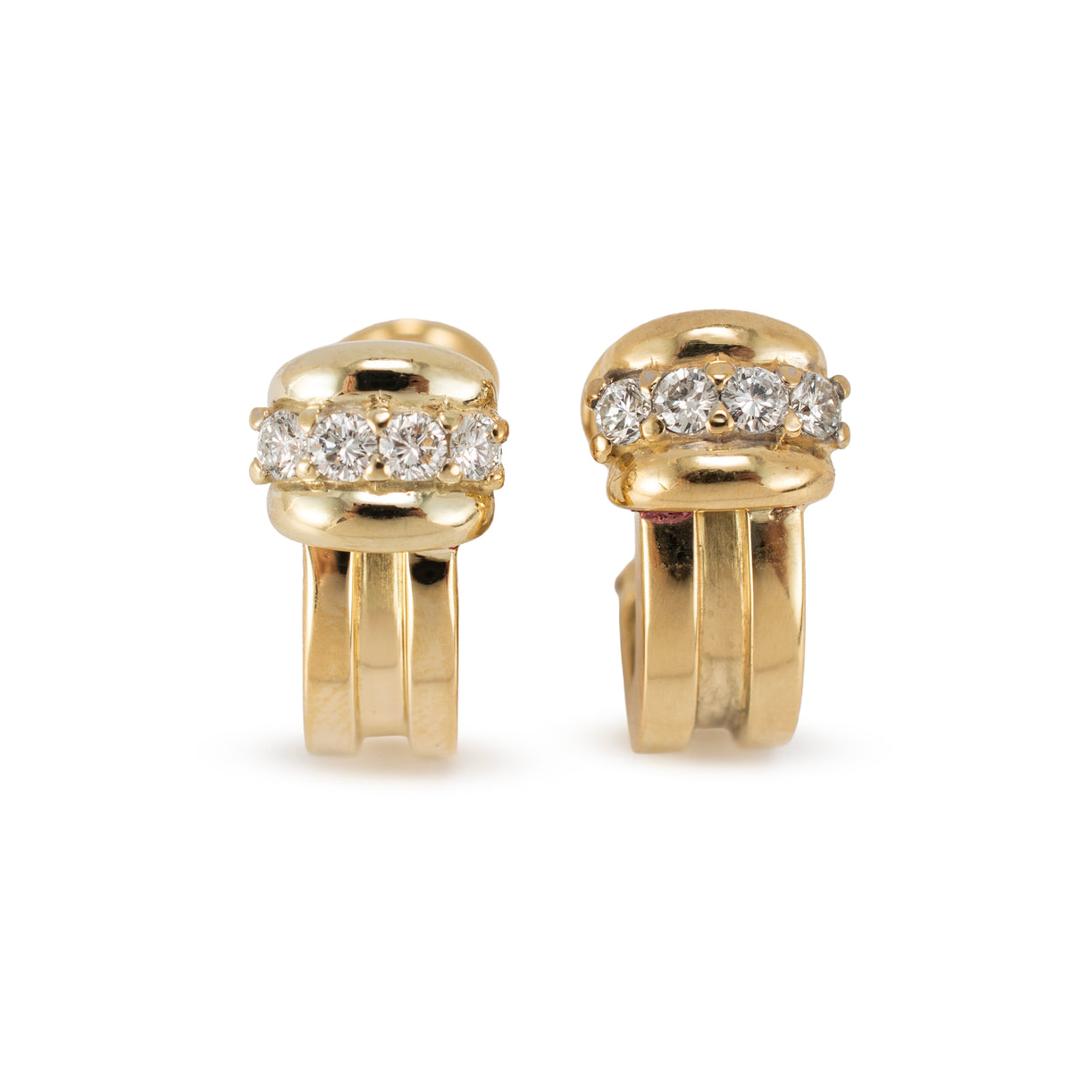 Vintage Tiffany & Co. 1995 Atlas 18K Yellow Gold Diamond Huggie Clip on Earrings