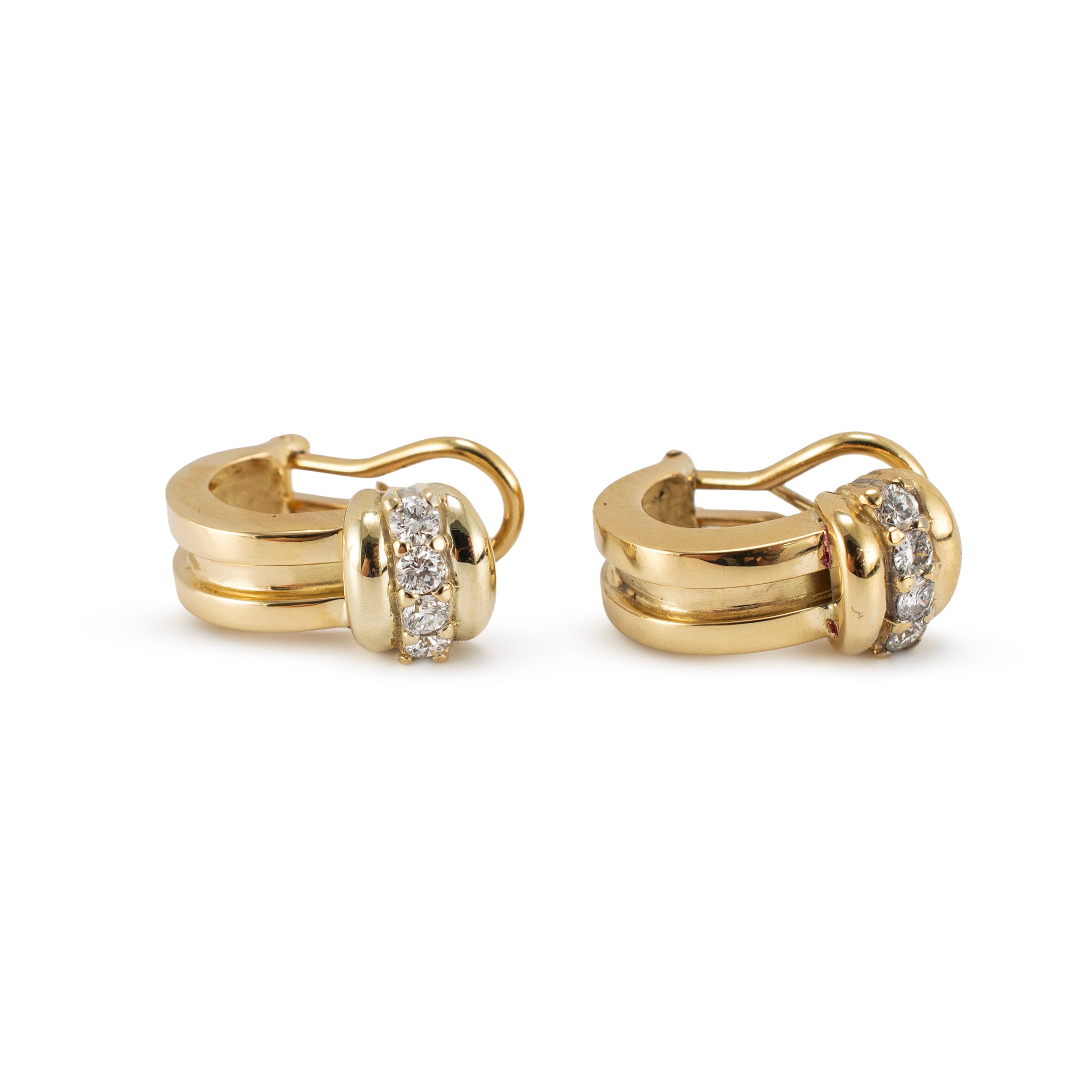 Vintage Tiffany & Co. 1995 Atlas 18K Yellow Gold Diamond Huggie Clip on Earrings
