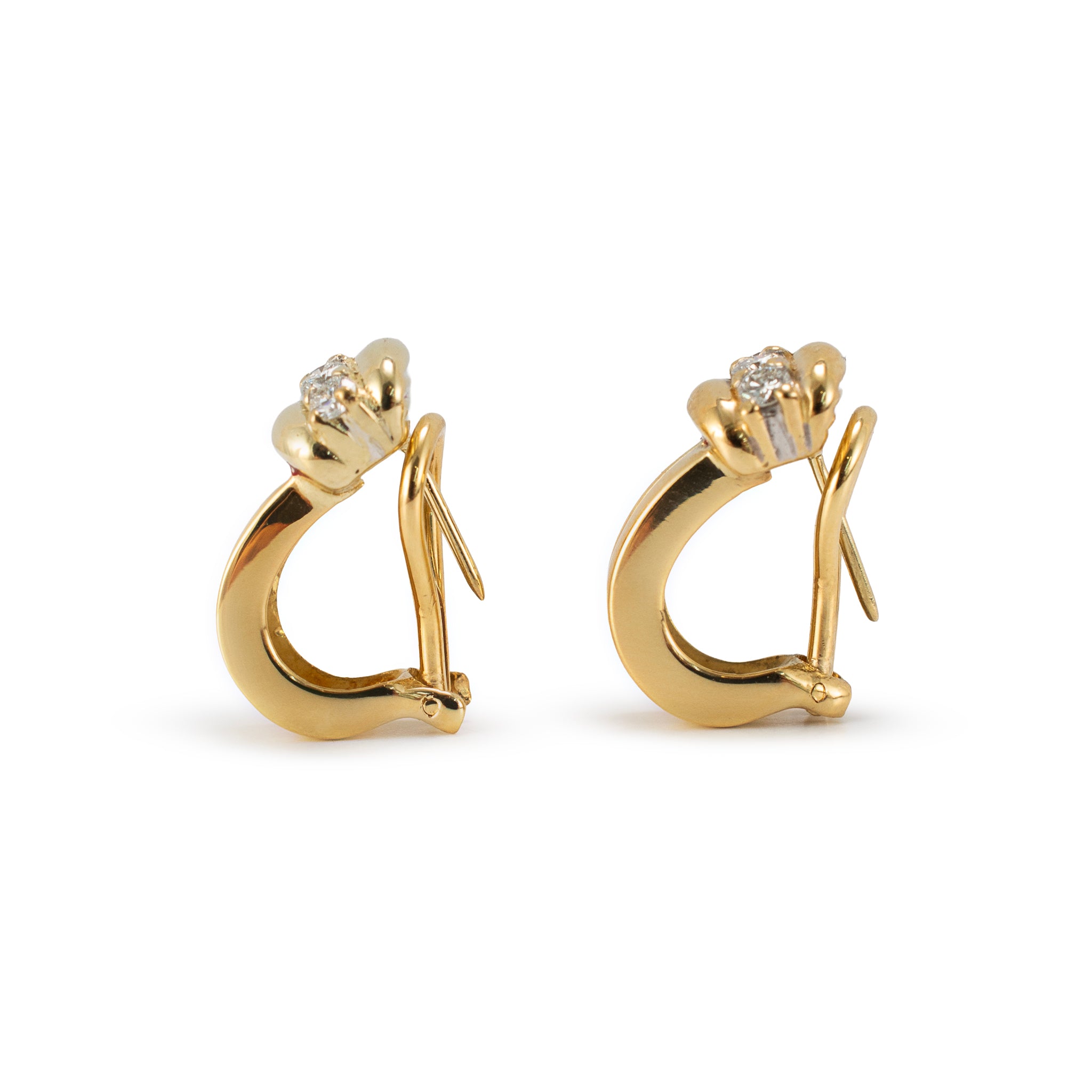 Vintage Tiffany & Co. 1995 Atlas 18K Yellow Gold Diamond Huggie Clip on Earrings
