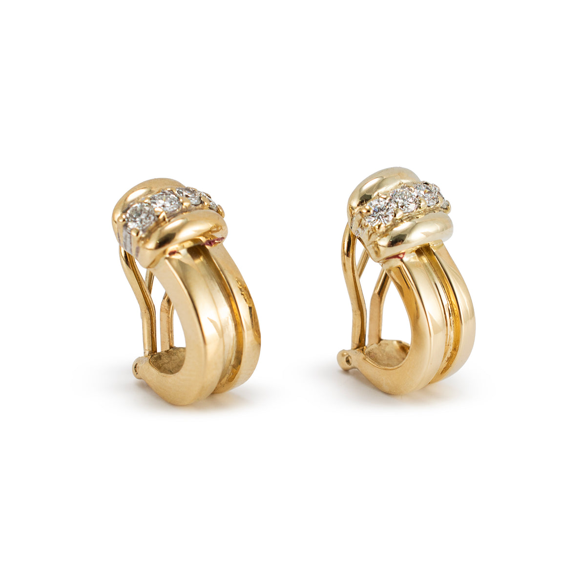 Vintage Tiffany & Co. 1995 Atlas 18K Yellow Gold Diamond Huggie Clip on Earrings