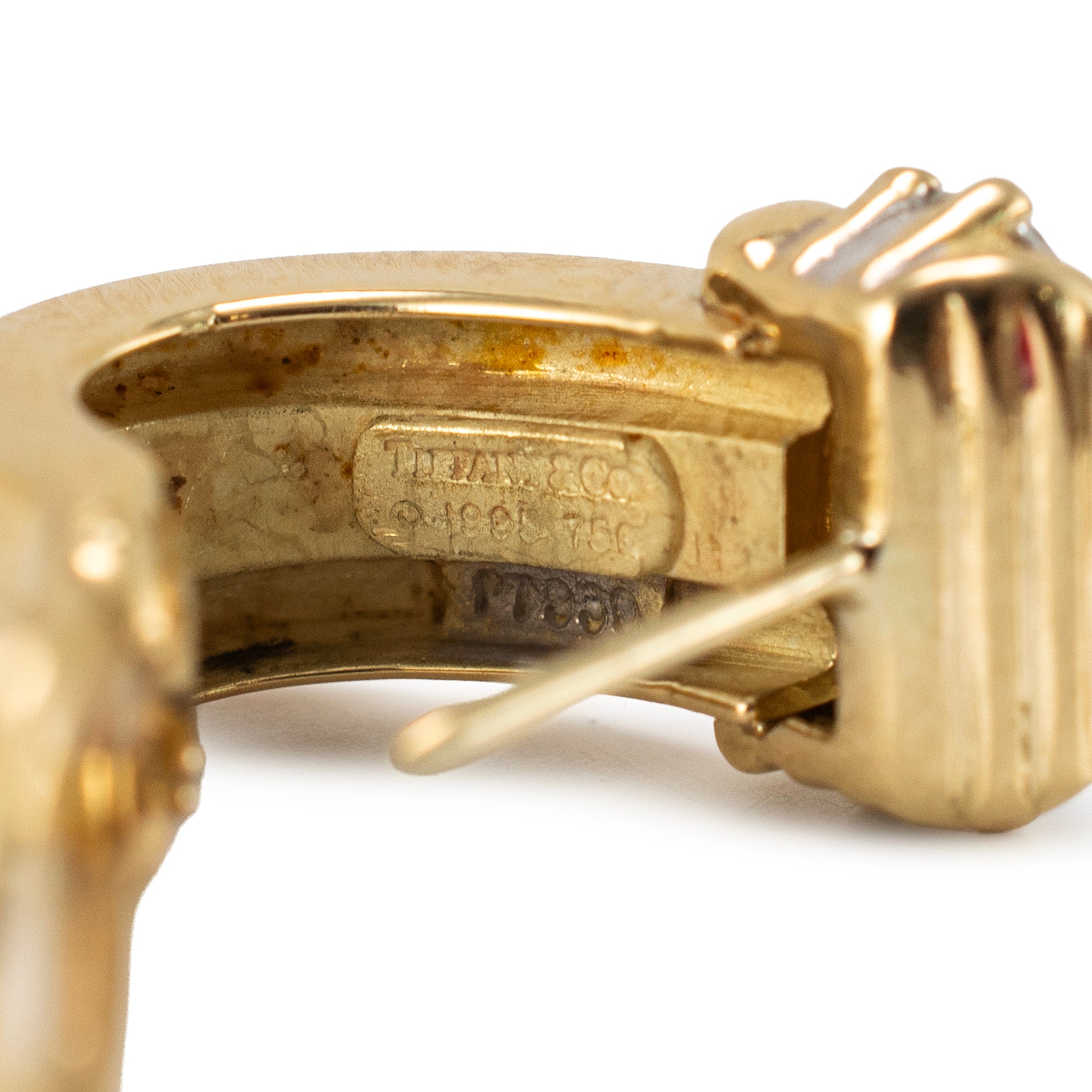 Vintage Tiffany & Co. 1995 Atlas 18K Yellow Gold Diamond Huggie Clip on Earrings