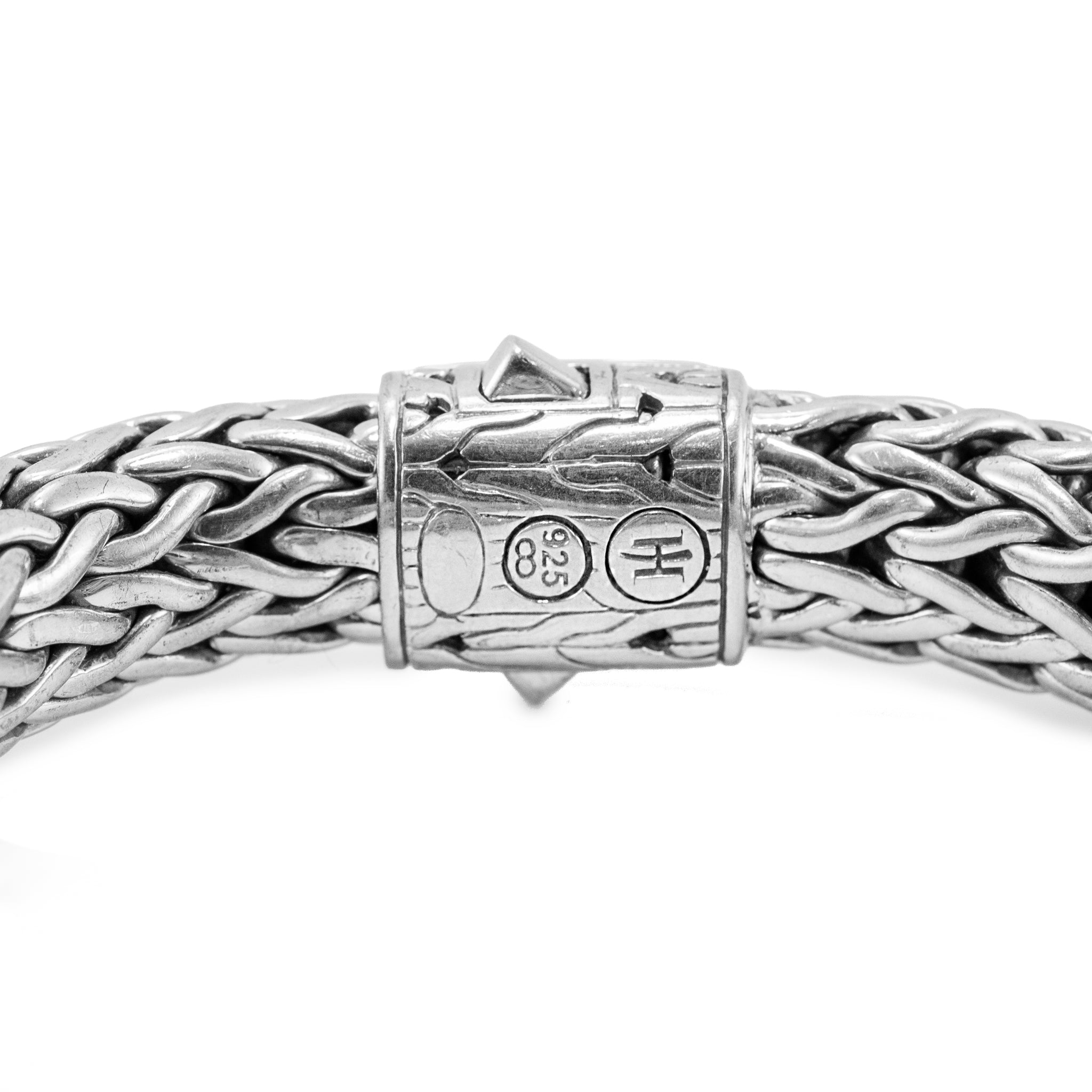 John Hardy Classic Icon 0.69ct Round Diamond Pave Sterling Silver Link Bracelet