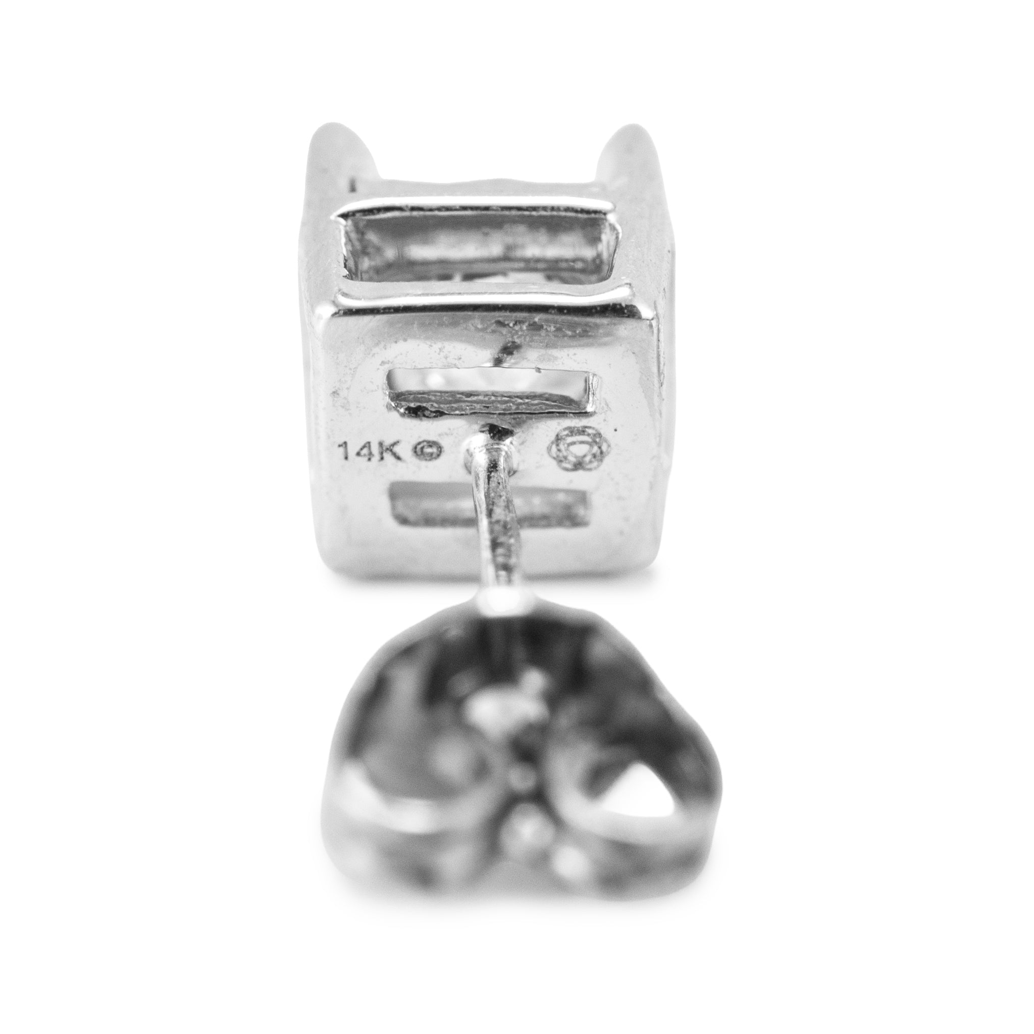 Unisex 14K White Gold 0.80ct. Princess Cut Diamond Sophisticated Stud Earrings