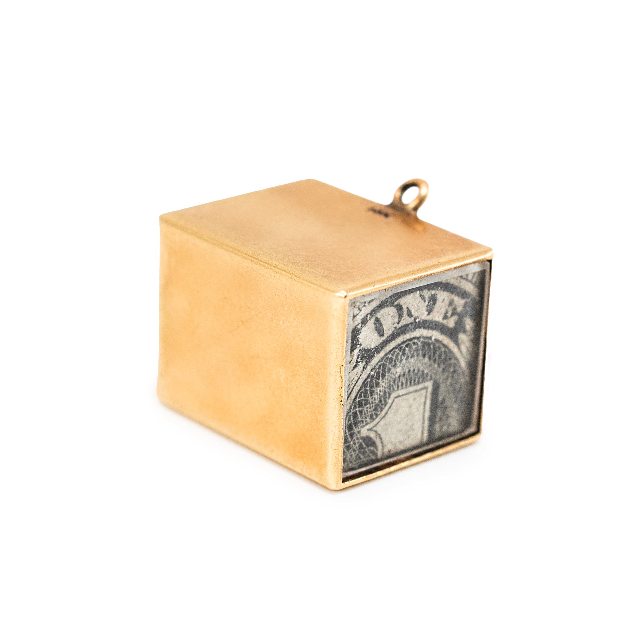 Vintage 14K Yellow Gold in Emergency Break Glass Dollar Bill Charm Pendant
