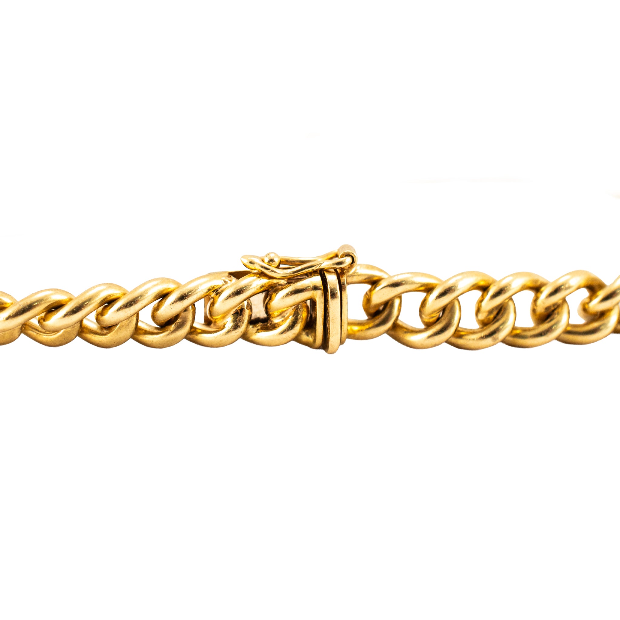 Vintage 18K Yellow Gold Emerald Diamond Graduated Articulated Curb Link Bracelet