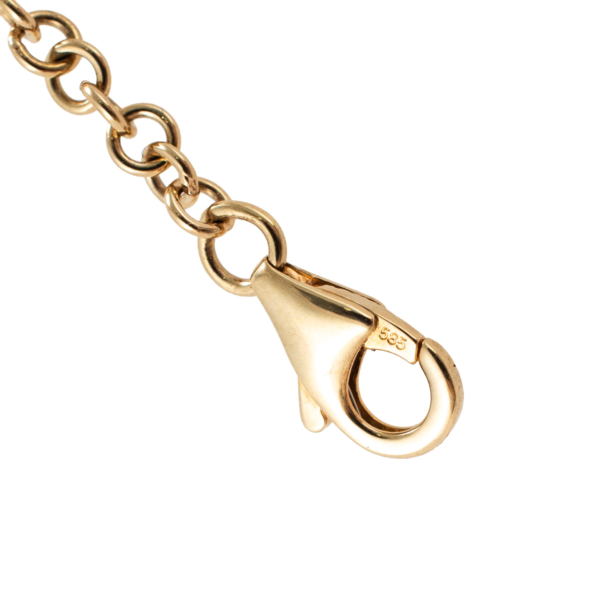 14K Rose Gold 0.41ctw Pave Diamond Barrel Rondelle Charm Chain Link Bracelet