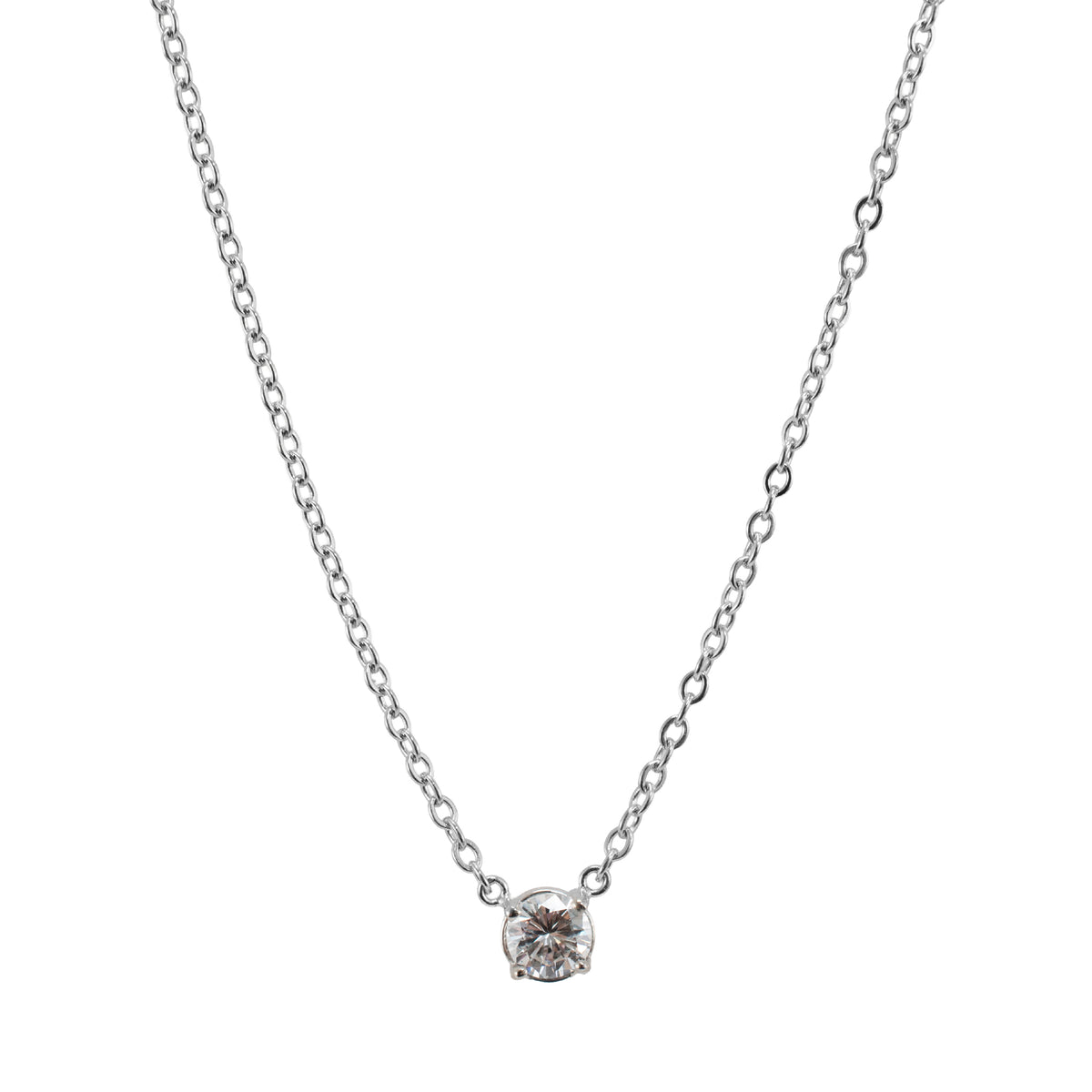 Unisex 18K White & Yellow Gold 0.51ct Diamond Solitaire Chocker Pendant Necklace
