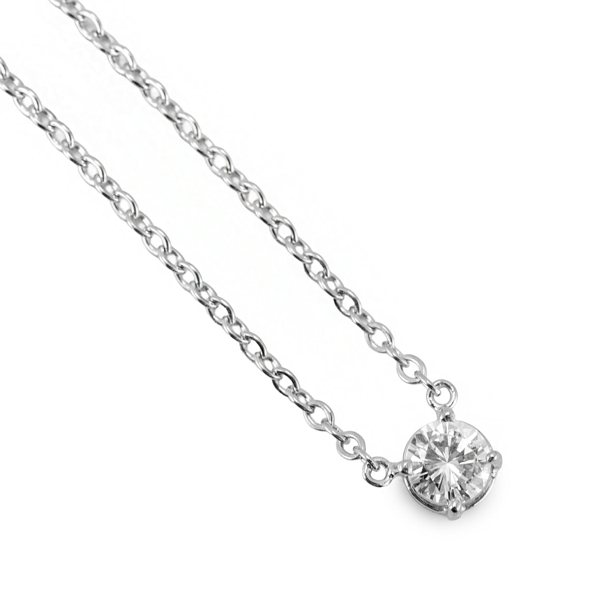 Unisex 18K White & Yellow Gold 0.51ct Diamond Solitaire Chocker Pendant Necklace