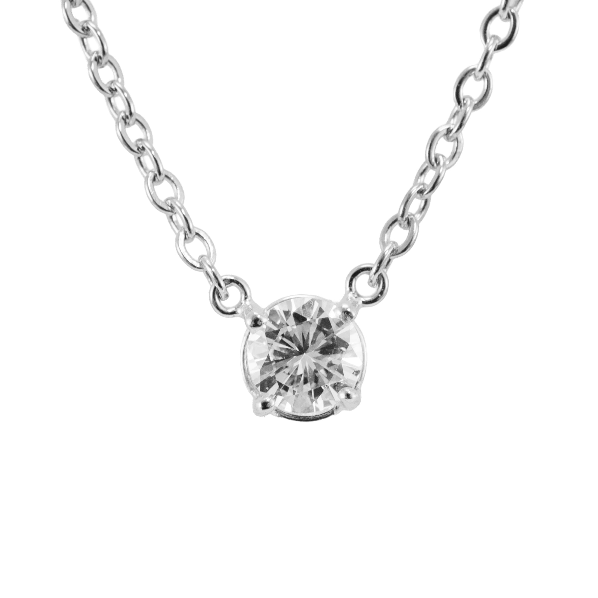 Unisex 18K White & Yellow Gold 0.51ct Diamond Solitaire Chocker Pendant Necklace