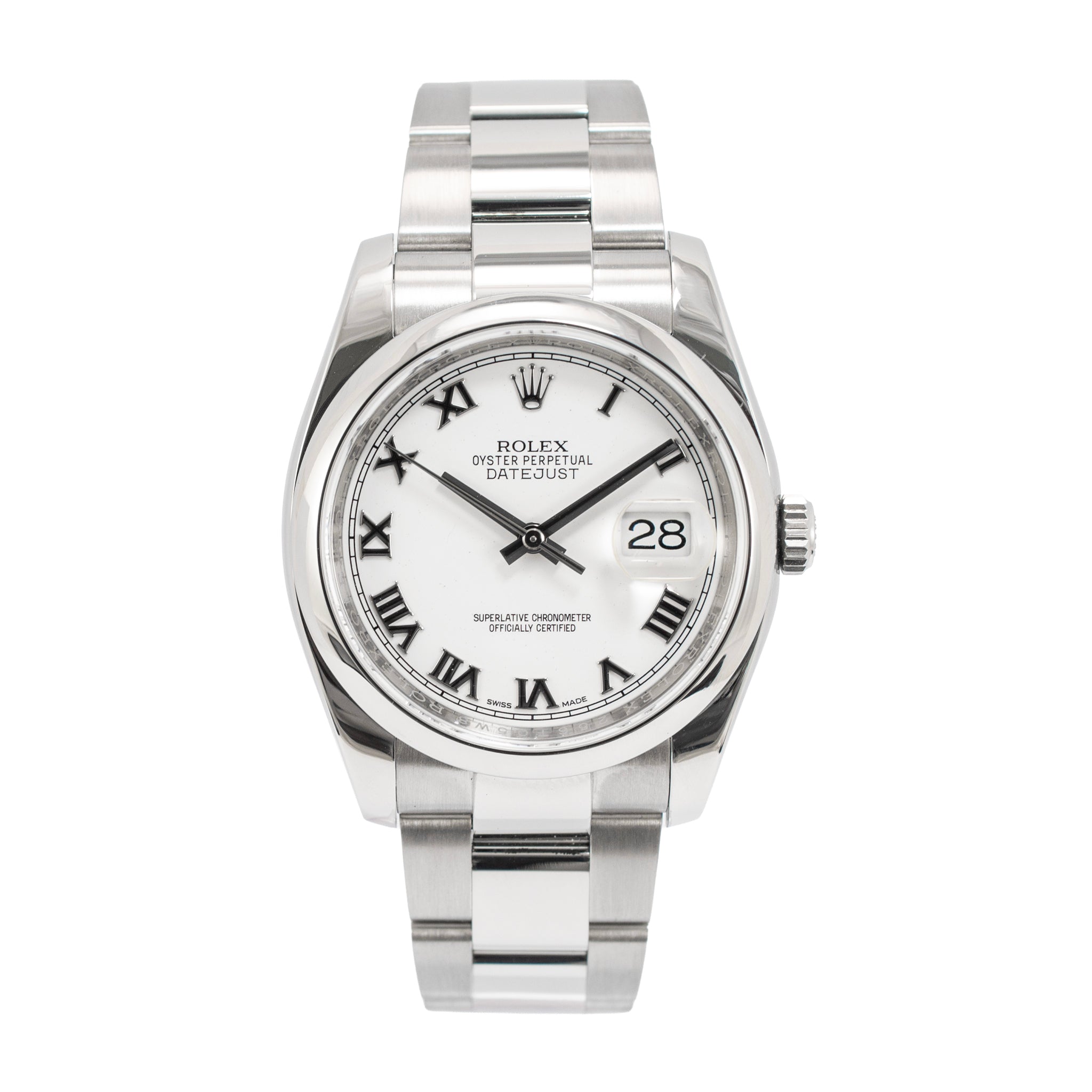 Rolex Datejust 36MM 116200 White Roman Oyster Stainless Steel Automatic Watch