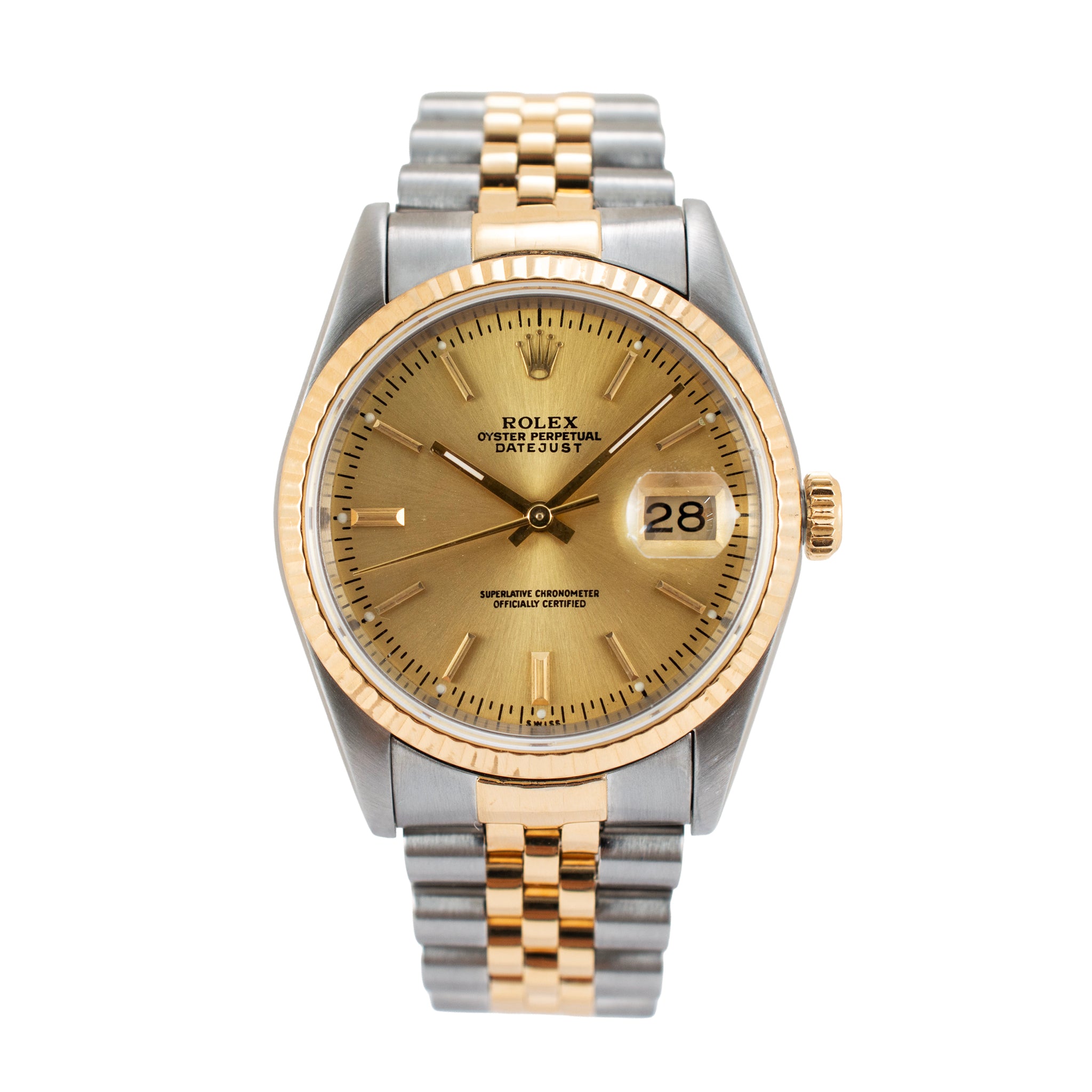 Rolex Datejust 36MM 16233 Champaign Dial Two Tone Gold Steel Automatic Watch