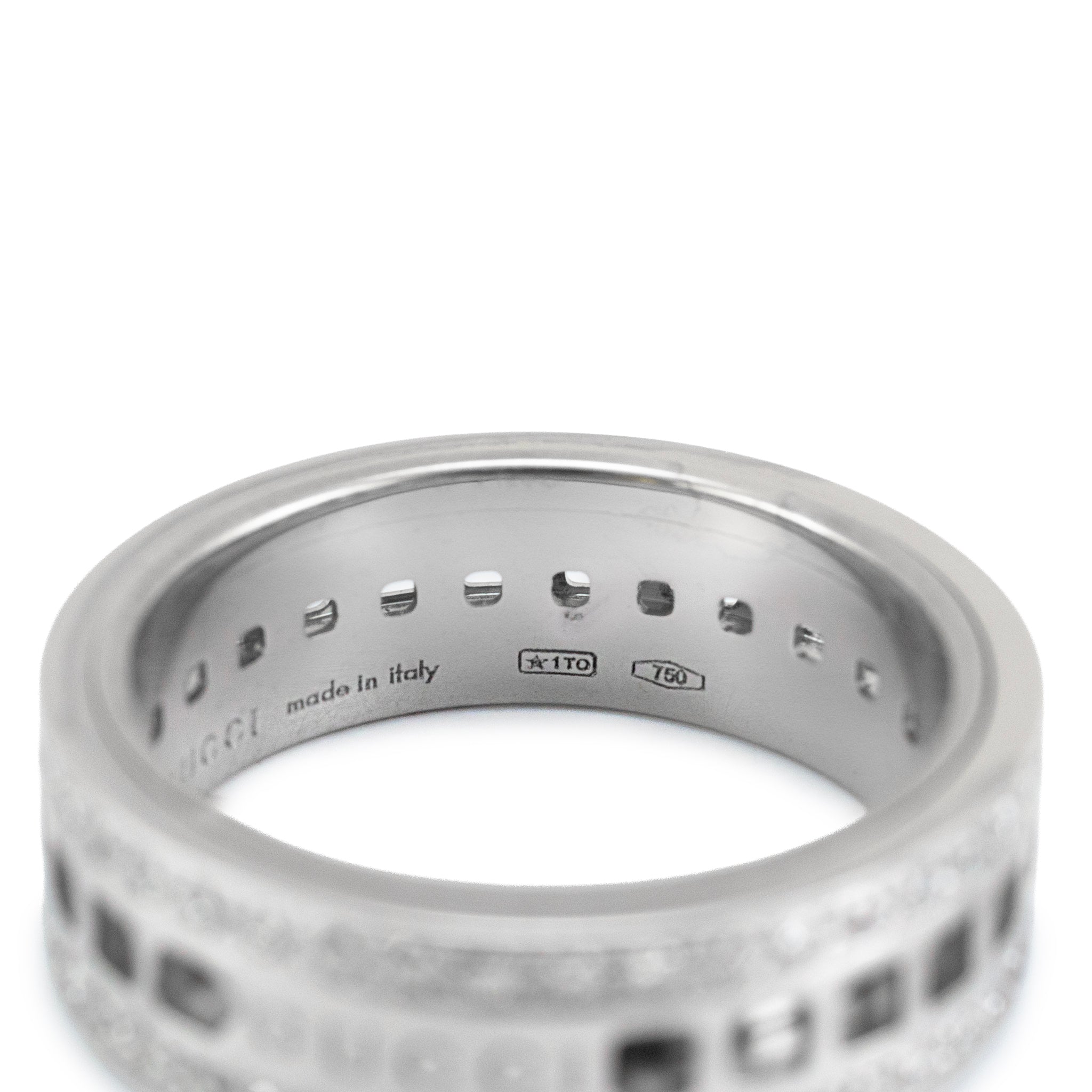Men’s Retired Gucci 18K White Gold 0.99ctw Diamond Eternity Spinning Band Ring
