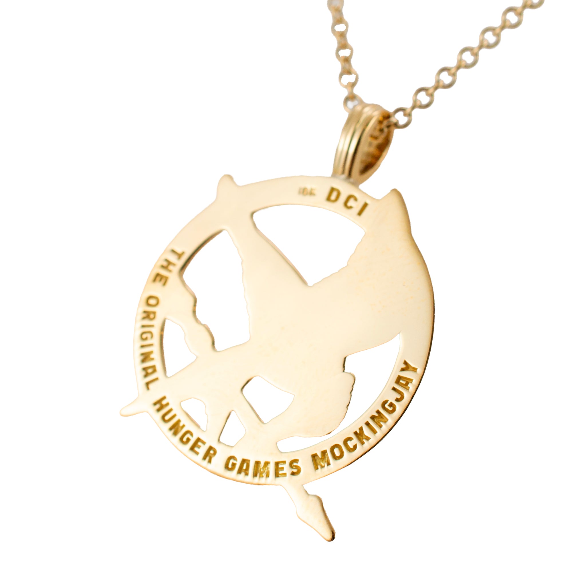 18K Yellow Gold Diamond “The Original Hunger Games Mockingjay” Pendant Necklace