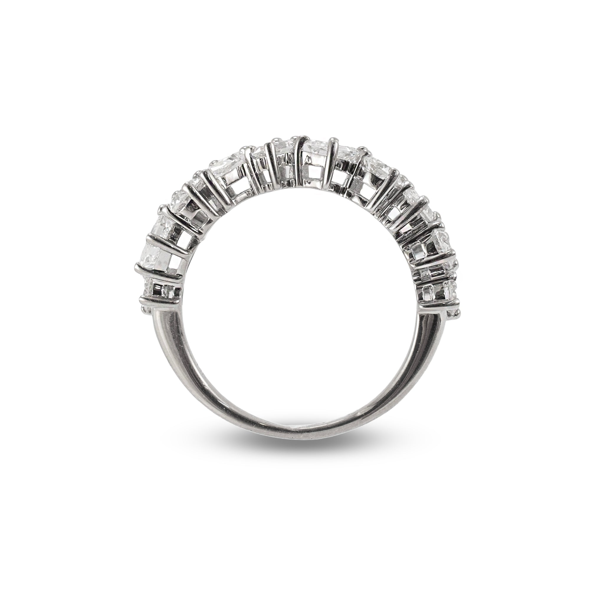 14K White Gold 1.52ctw Staggered Mixed Multi Shape Diamond Eternity Band Ring