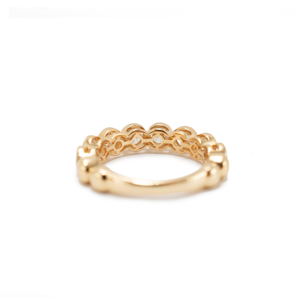 Ladies 18K Yellow Gold 1.50ctw Bezel Set Half Eternity Band Ring