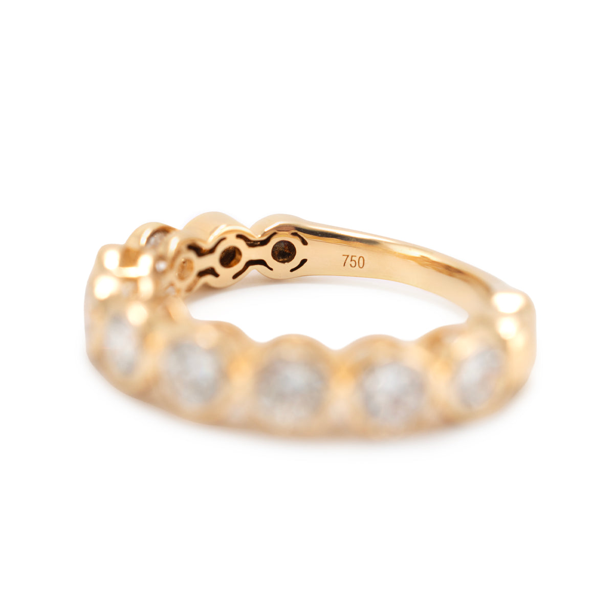Ladies 18K Yellow Gold 1.50ctw Bezel Set Half Eternity Band Ring