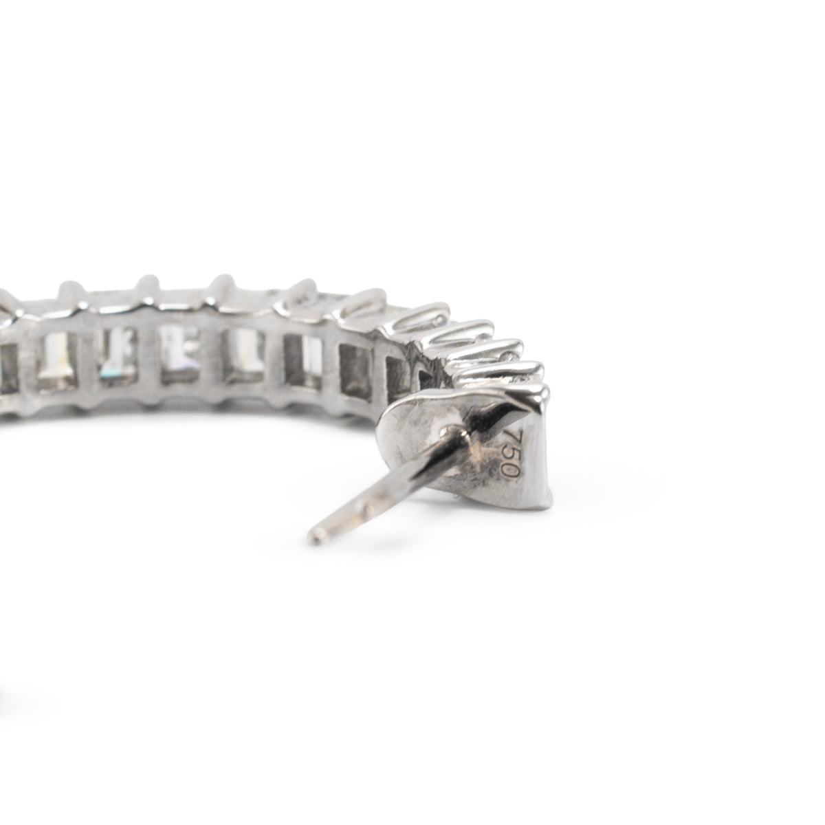 Ladies 18K White Gold 3.60ctw Inside Out Baguette Diamonds Hoop Earrings