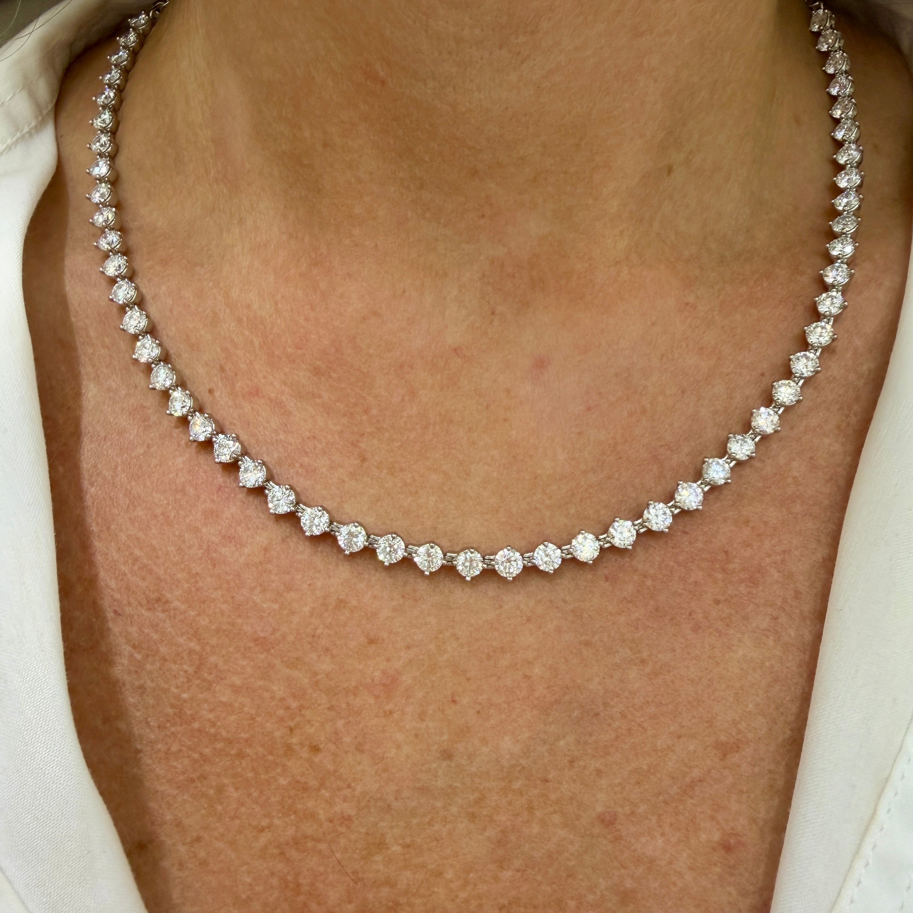 Platinum & 14K White Gold 11.27ctw Lab Grown Diamond Link Tennis Necklace