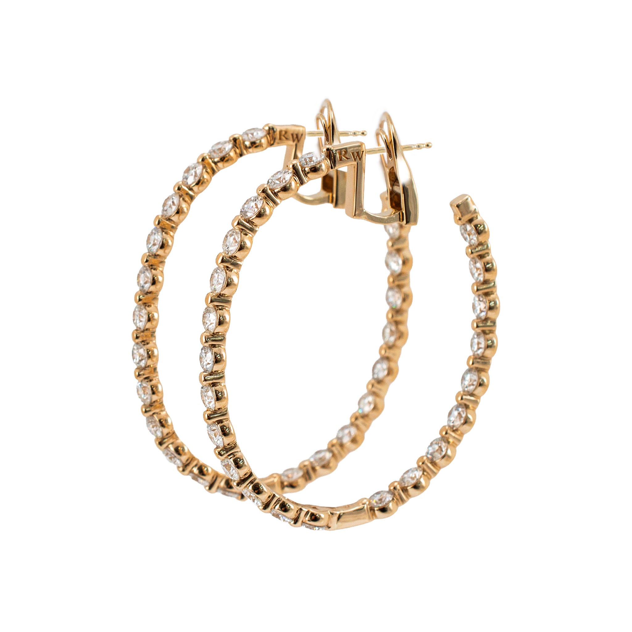 Ladies 14K Rose Gold 10.08ctw Lab Grown Diamond Inside Out Oval Hoop Earrings