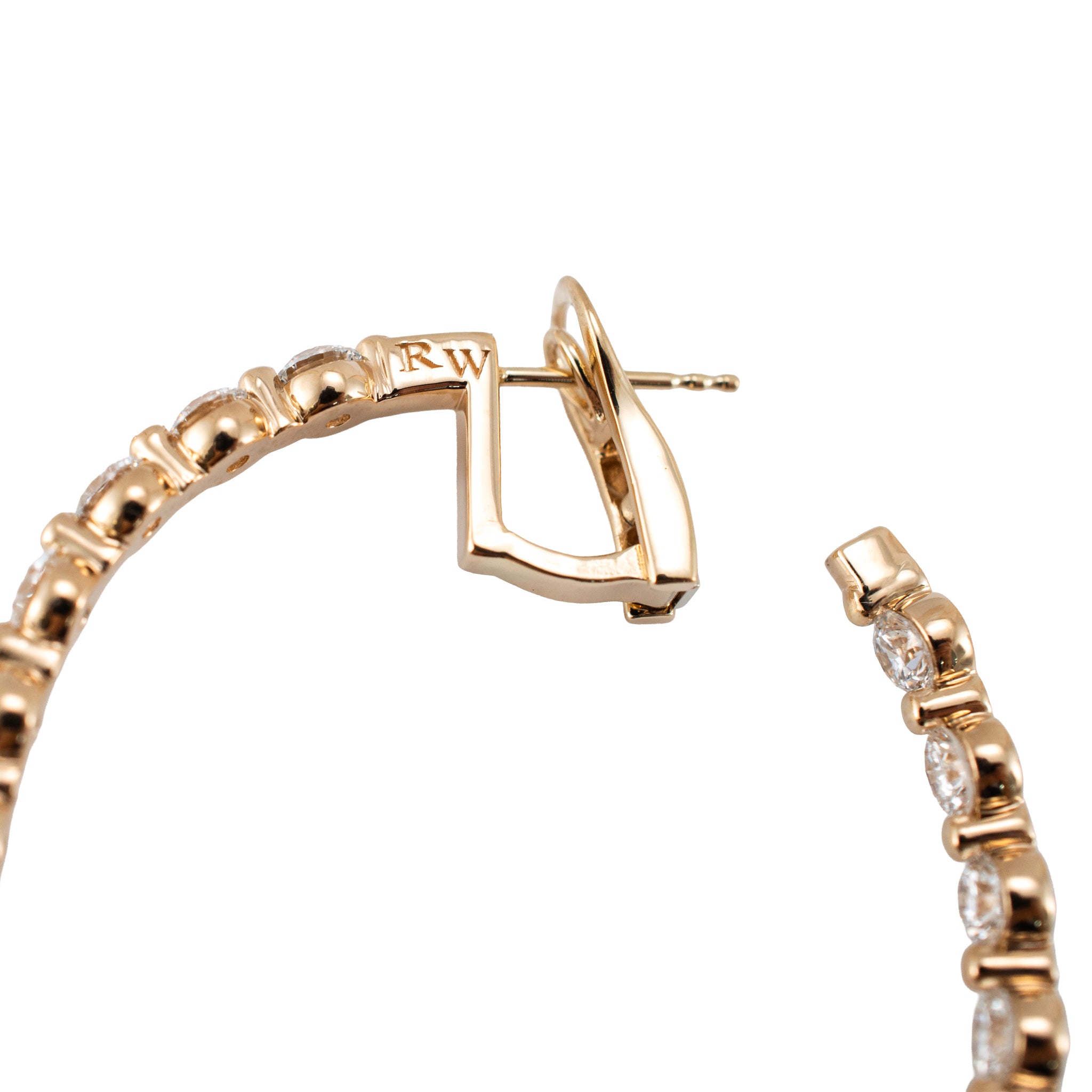 Ladies 14K Rose Gold 10.08ctw Lab Grown Diamond Inside Out Oval Hoop Earrings