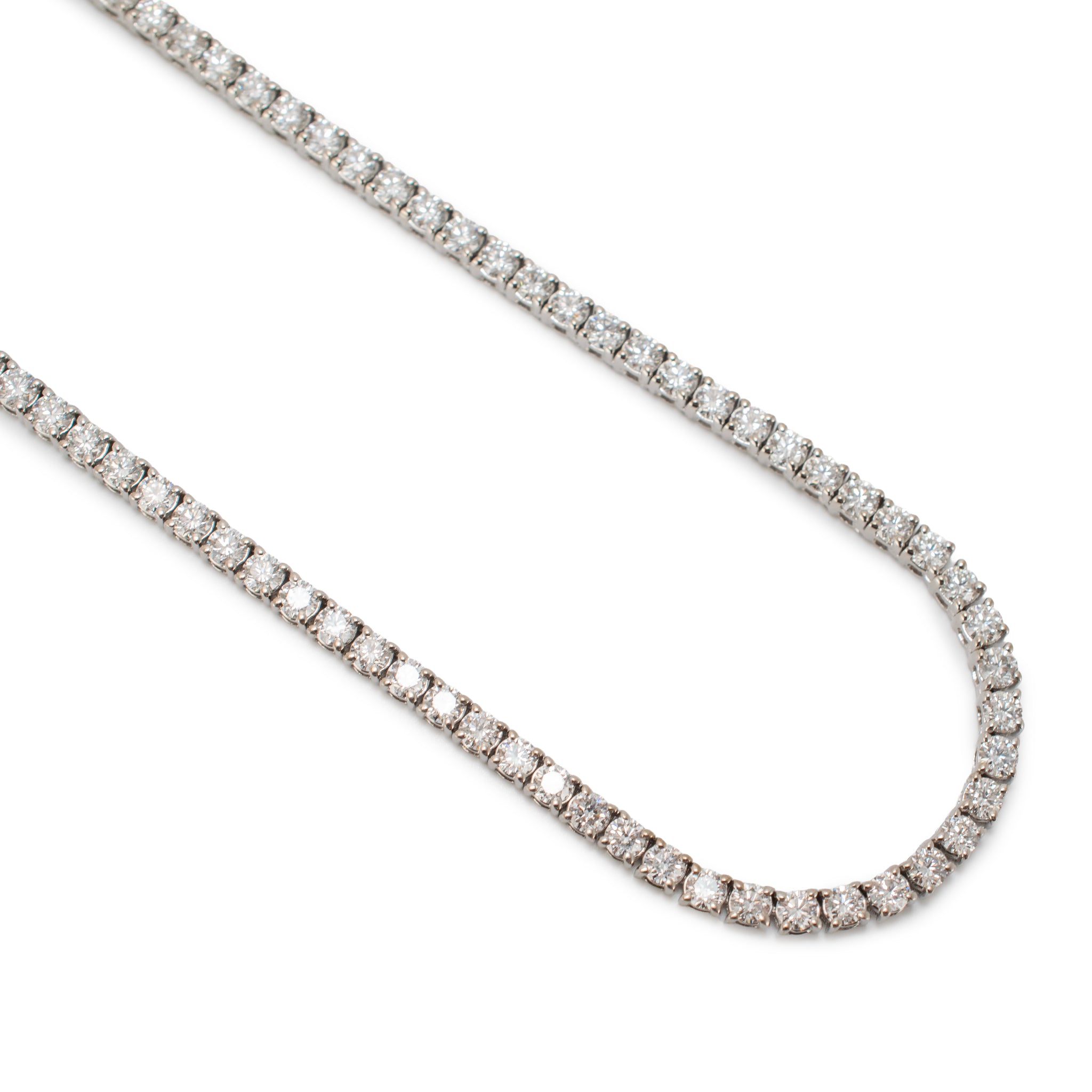 14K White Gold 4-Prong 9.83ctw Lab Grown Diamond Tennis Chain Necklace
