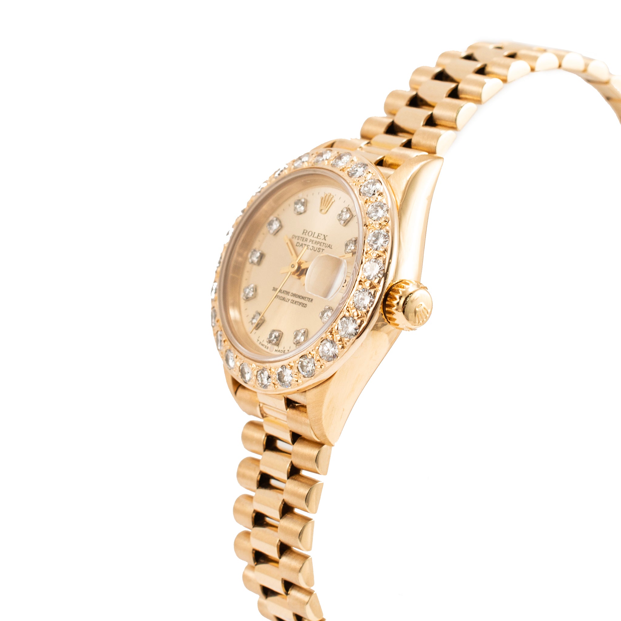Ladies Rolex Datejust Presidential 26MM 69178 18K Yellow Gold Diamond Watch