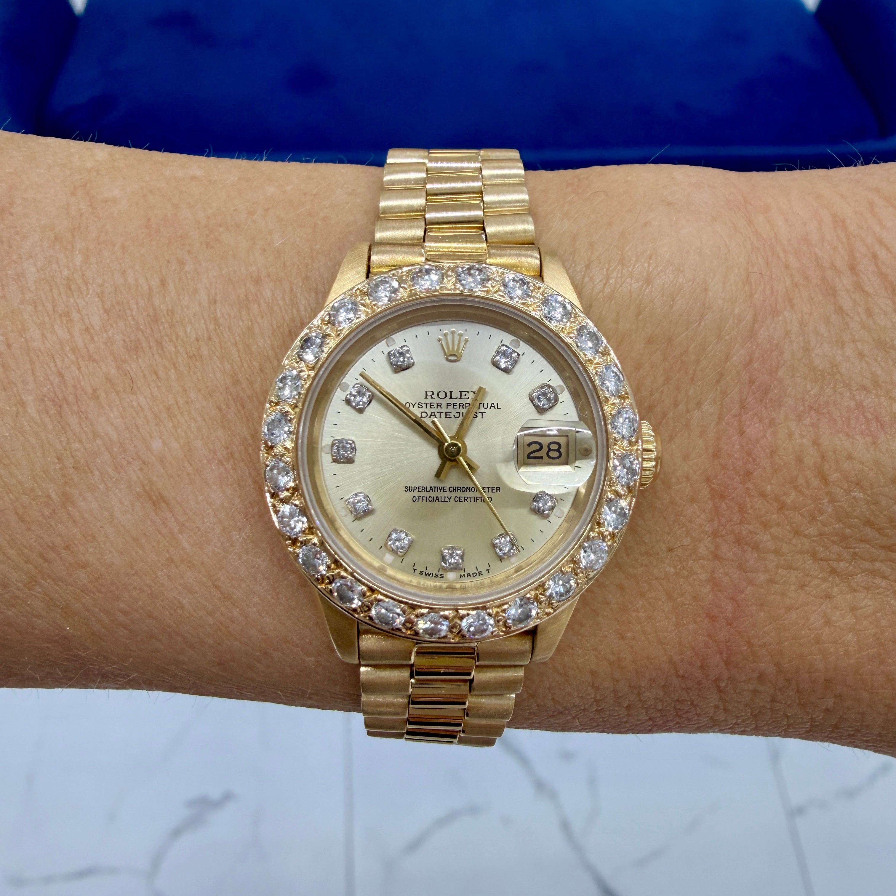 Ladies Rolex Datejust Presidential 26MM 69178 18K Yellow Gold Diamond Watch