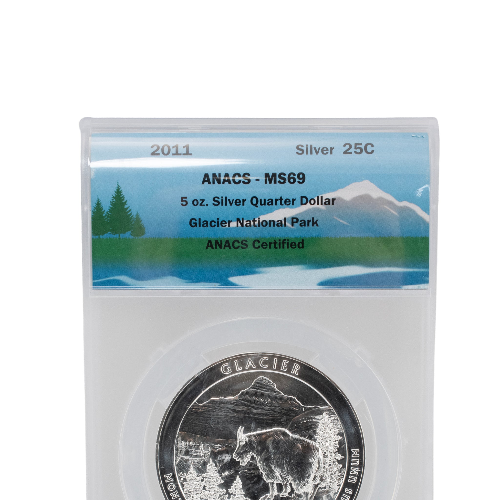 2011 Montana Anacs MS69 25C Silver Quarter Dollar 5OZ Fine 999 Bullion Coin