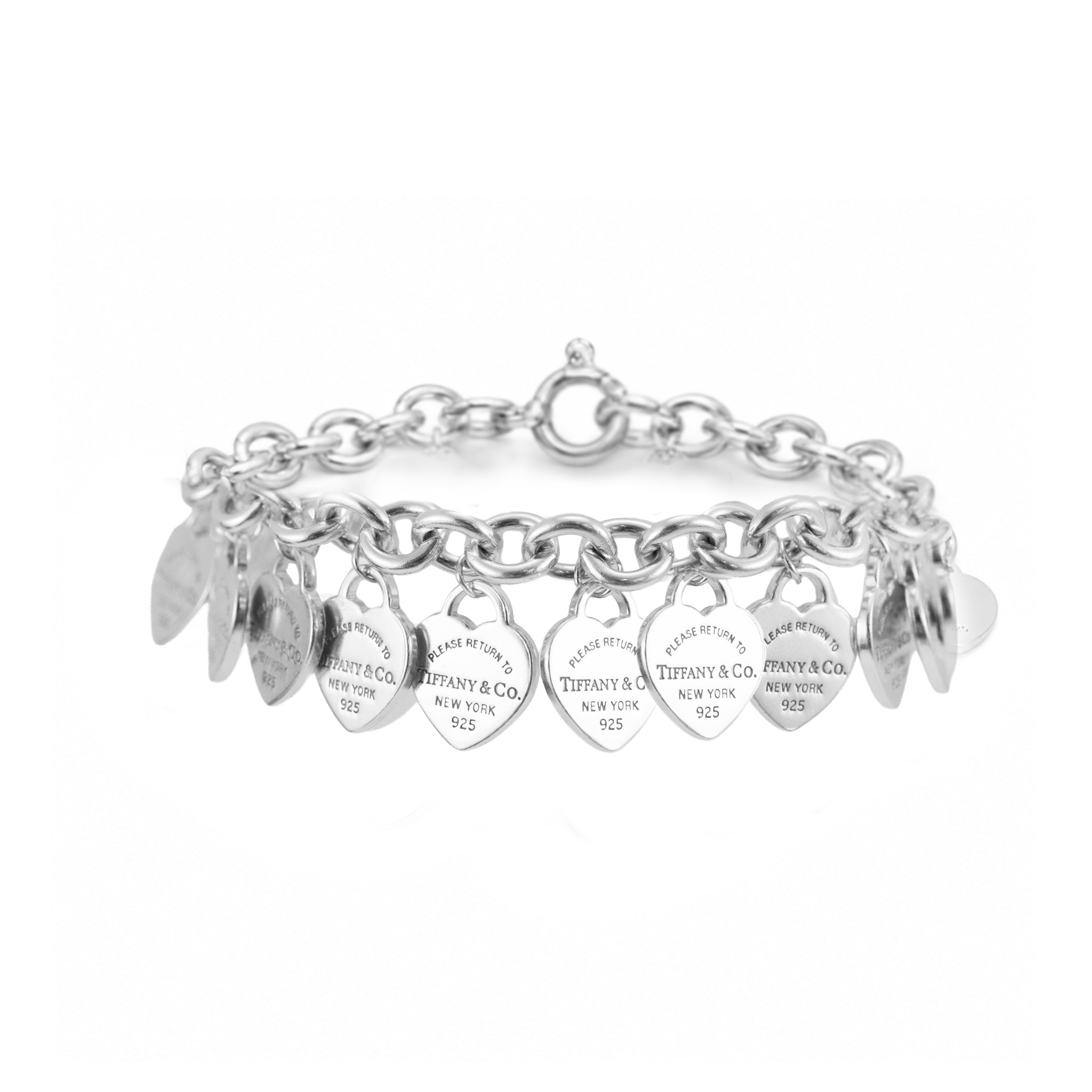 Tiffany & Co. Return to Tiffany Multi-Heart Tag 925 Silver Charm Link Bracelet