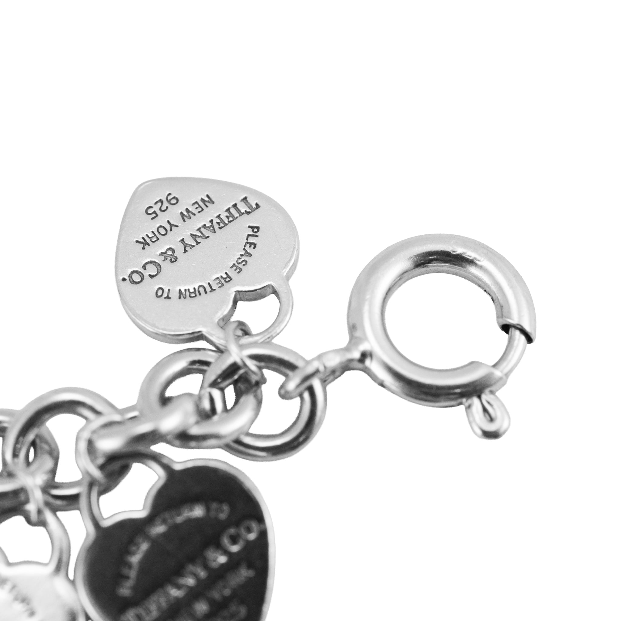 Tiffany & Co. Return to Tiffany Multi-Heart Tag 925 Silver Charm Link Bracelet