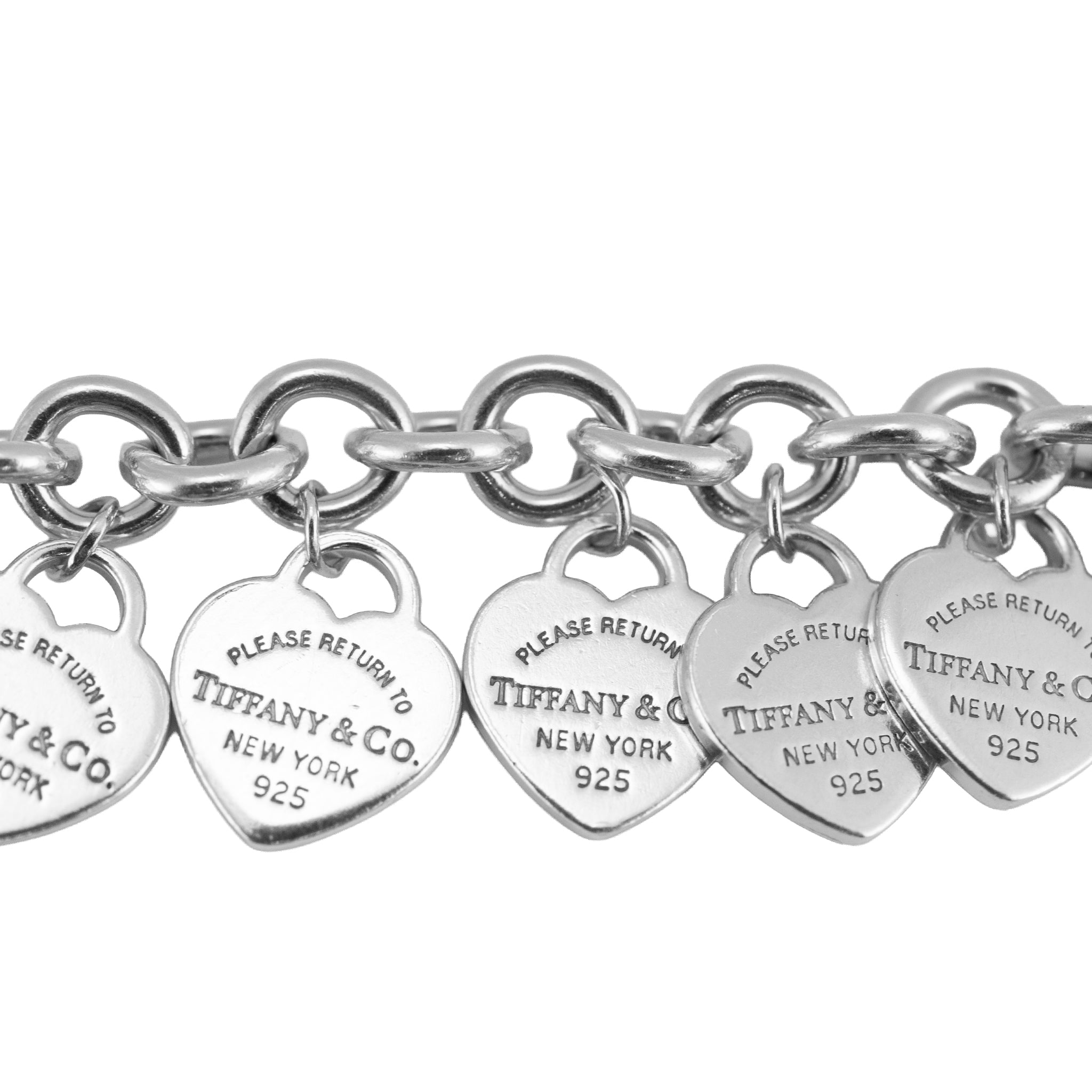 Tiffany & Co. Return to Tiffany Multi-Heart Tag 925 Silver Charm Link Bracelet