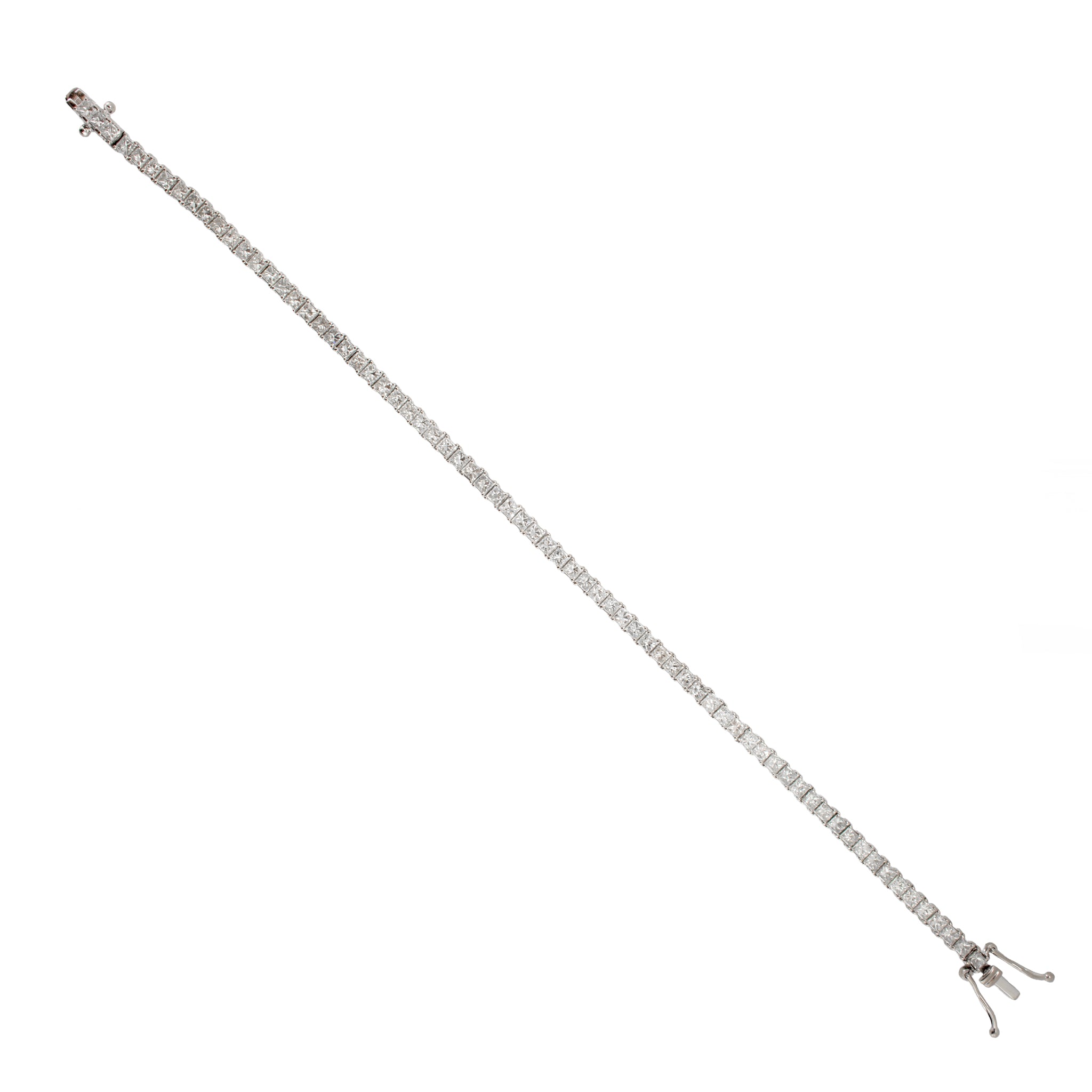 Ladies 18K White Gold 5.84ct Princess Cut Diamond Tennis Bracelet
