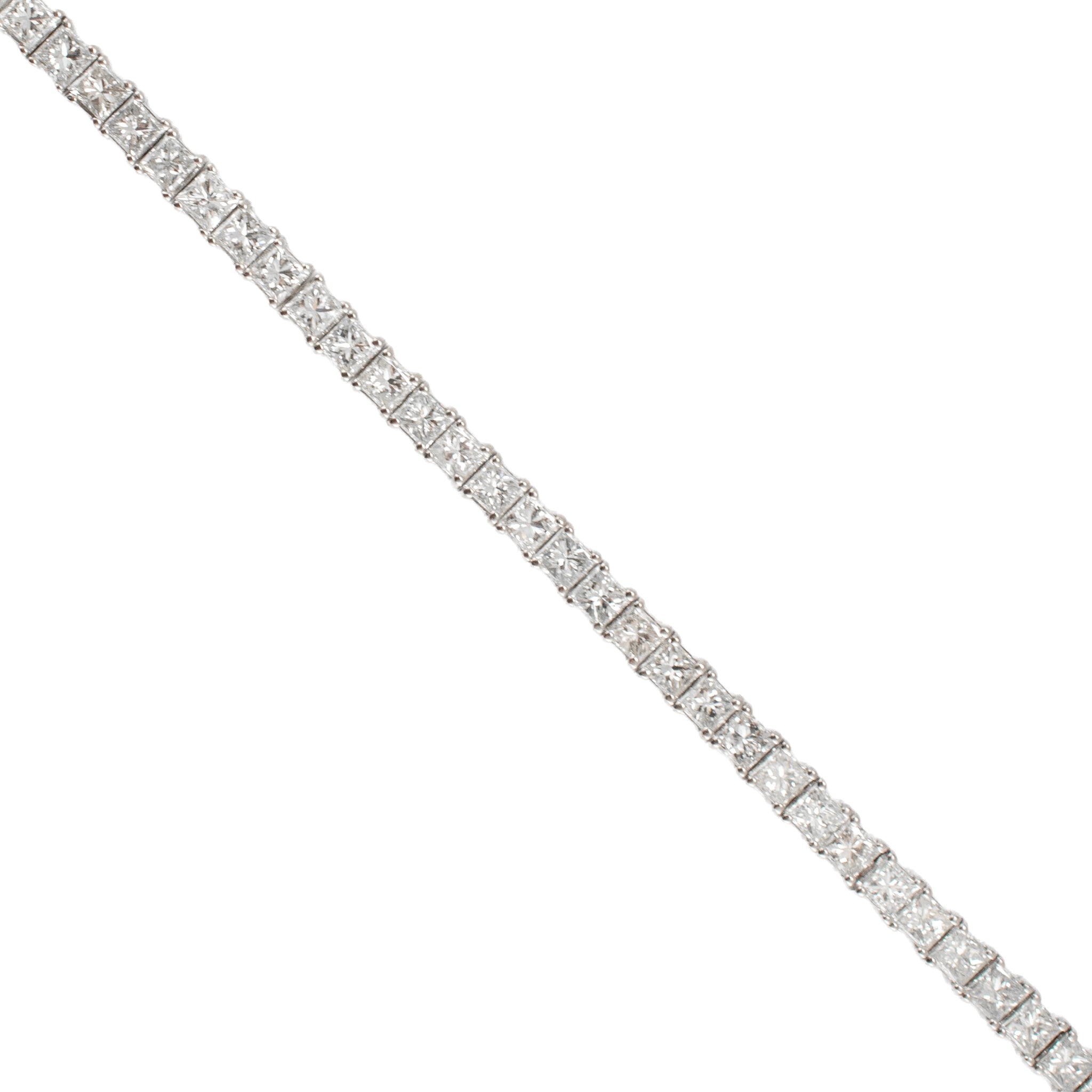 Ladies 18K White Gold 5.84ct Princess Cut Diamond Tennis Bracelet