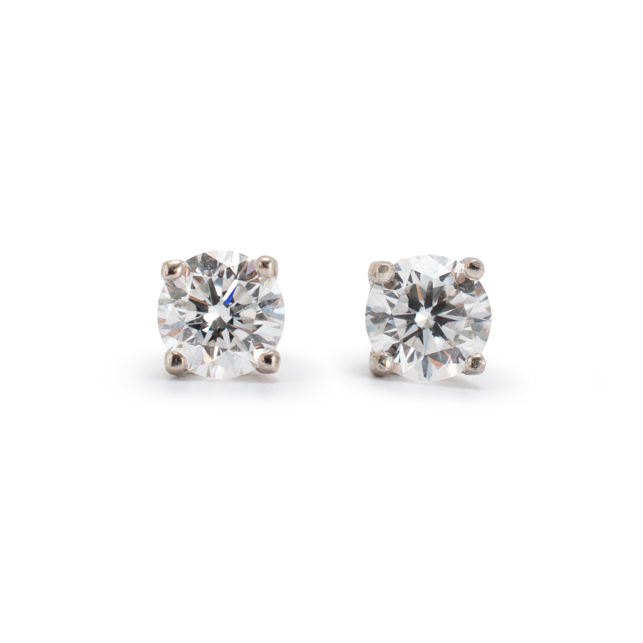 Unisex 14K White Gold 0.44ctw Lab Grown Diamond Screw Back Petite Stud Earrings