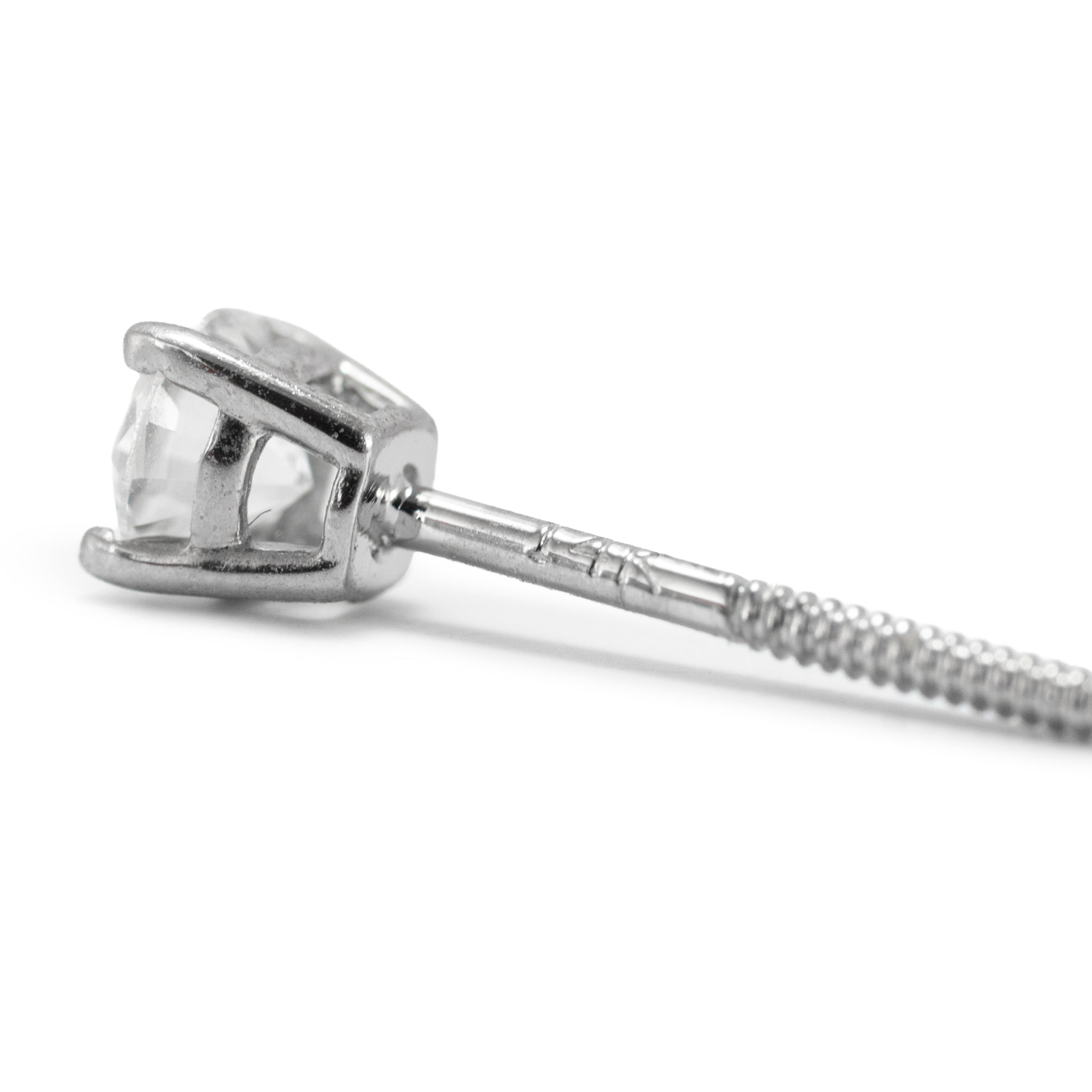 Unisex 14K White Gold 0.44ctw Lab Grown Diamond Screw Back Petite Stud Earrings