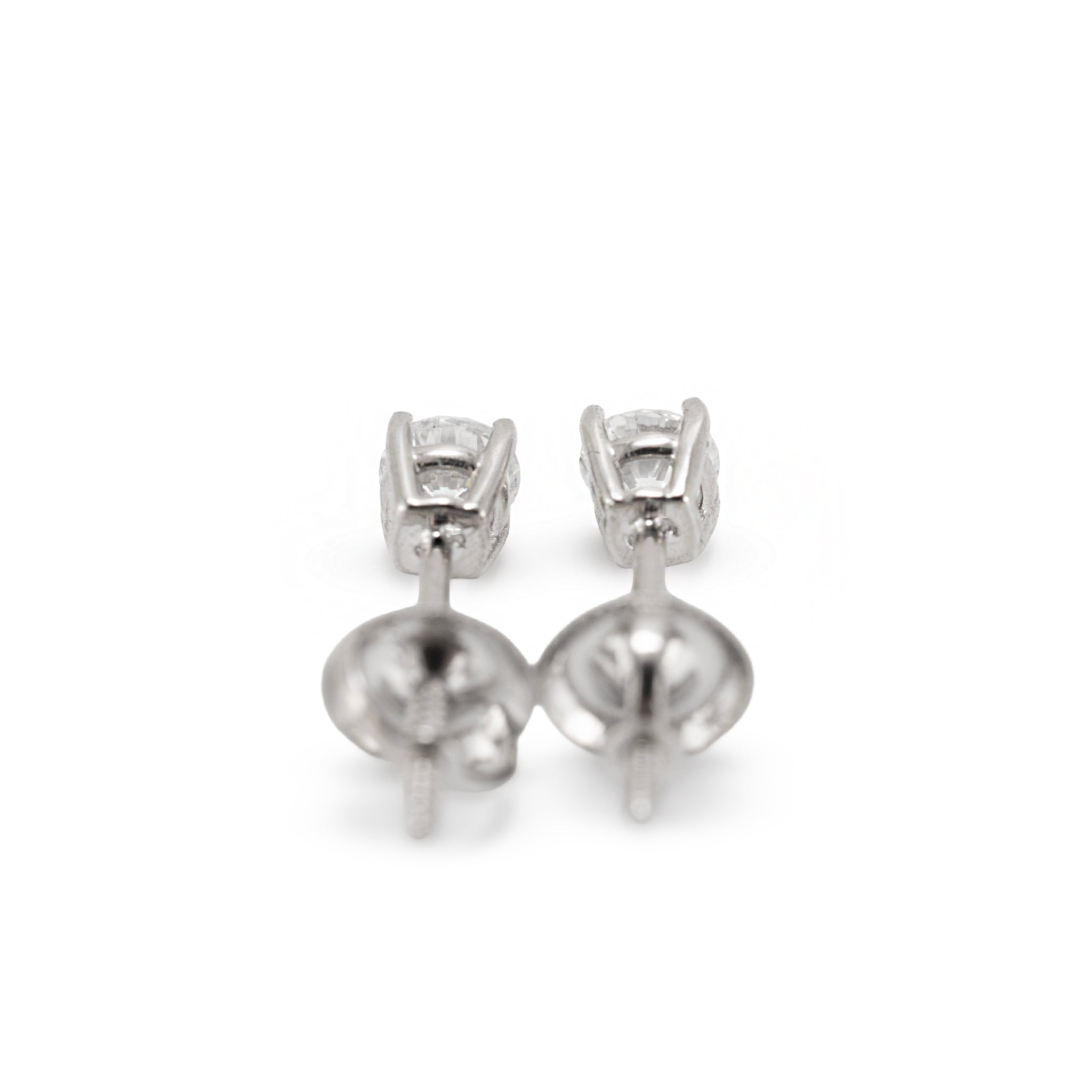 Unisex 14K White Gold 0.44ctw Lab Grown Diamond Screw Back Petite Stud Earrings