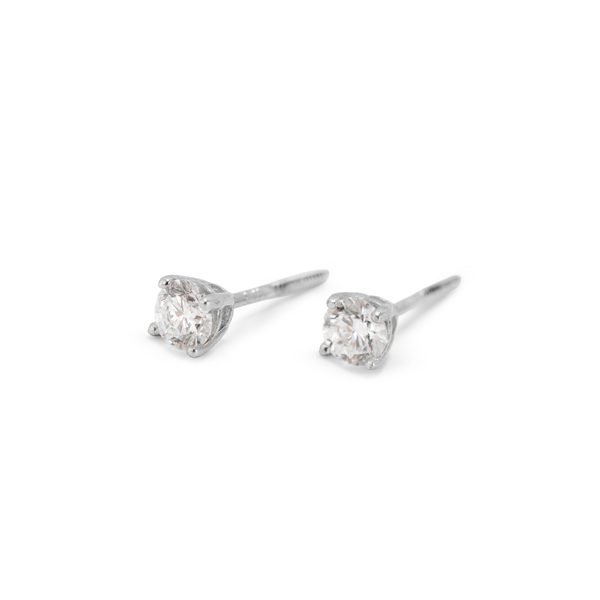 Unisex 14K White Gold 0.44ctw Lab Grown Diamond Screw Back Petite Stud Earrings