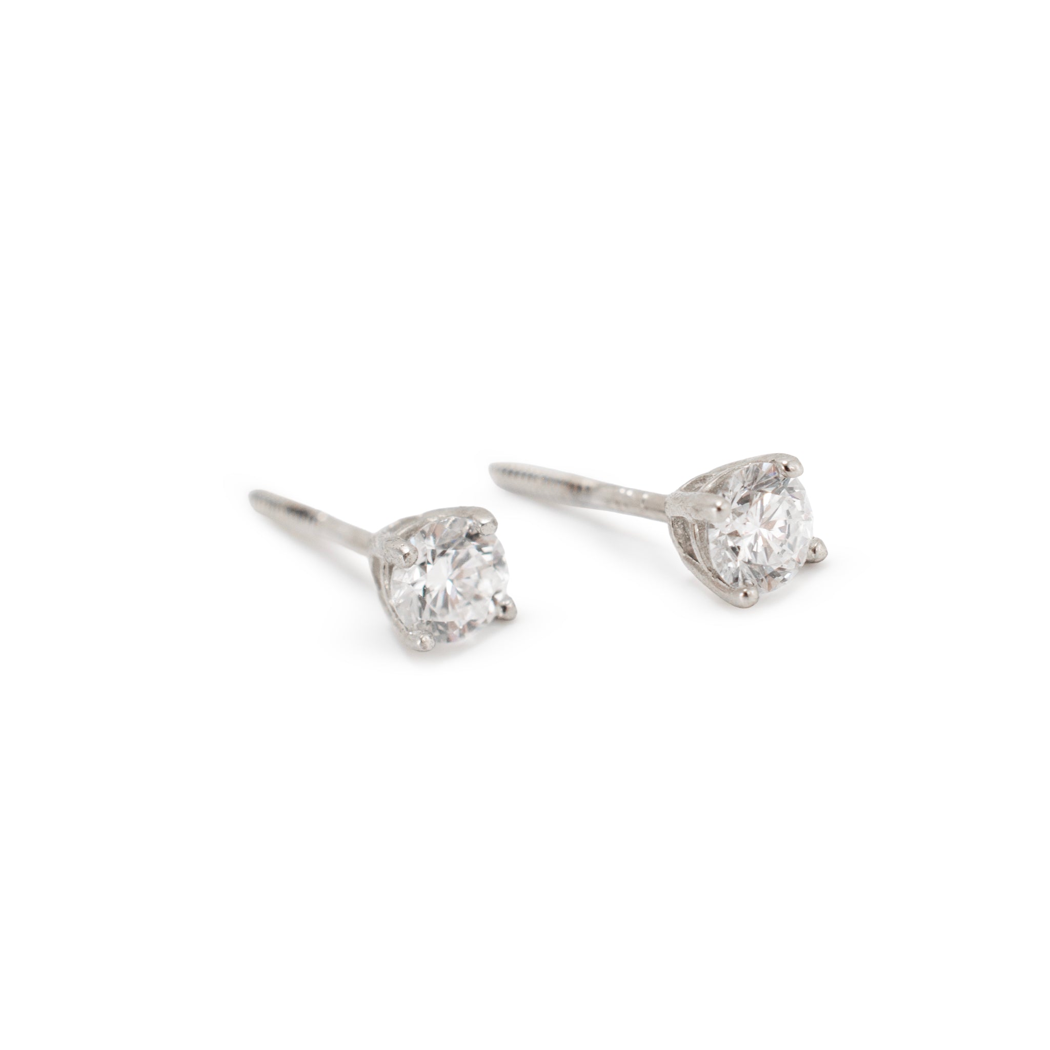 Unisex 14K White Gold 0.44ctw Lab Grown Diamond Screw Back Petite Stud Earrings