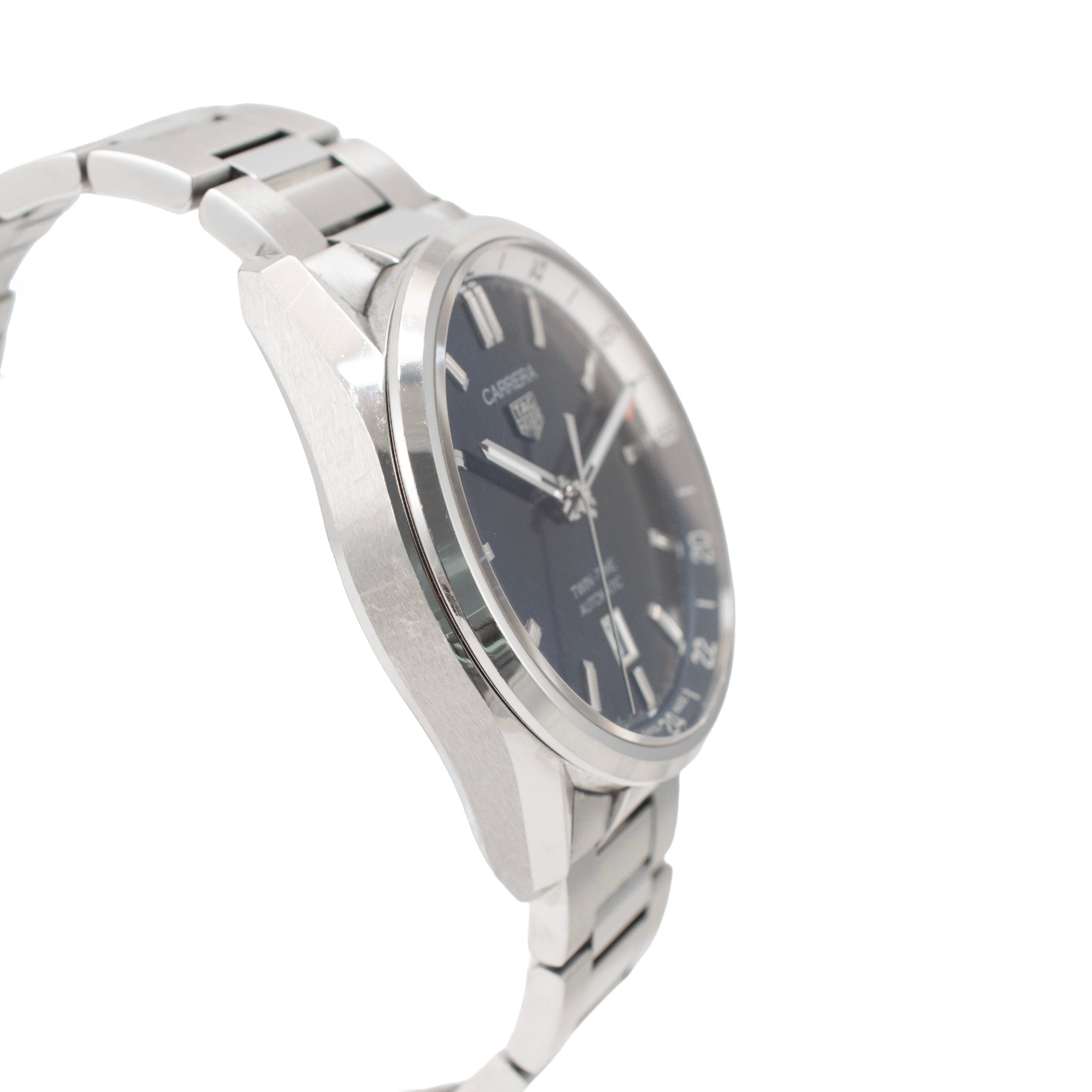 Tag Heuer Carrera Calibre 7 41MM wbn201a Twin Time Steel Automatic Watch