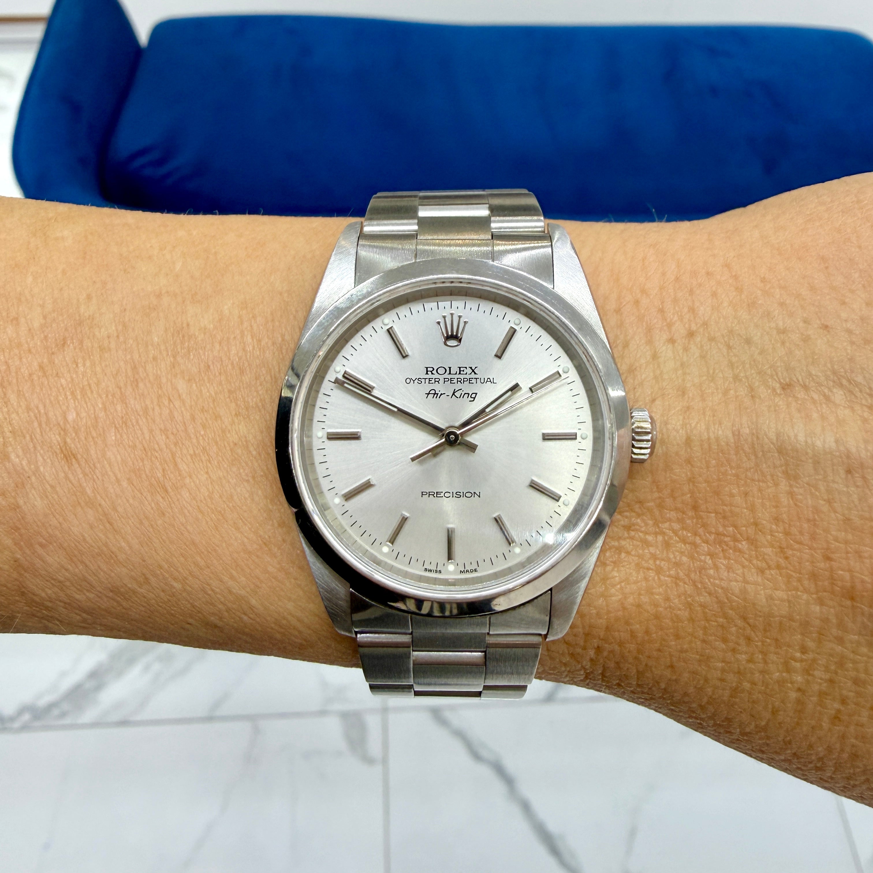 Rolex Air King Precision 34MM 14000M Silver Dial Steel Automatic Watch