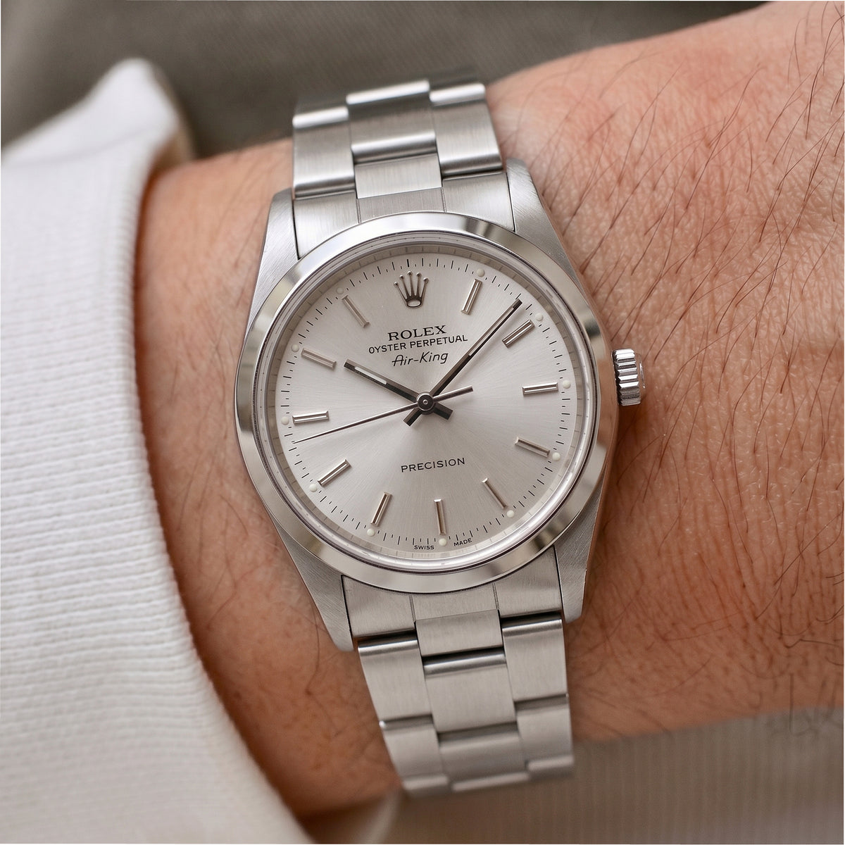 Rolex Air King Precision 34MM 14000M Silver Dial Steel Automatic Watch