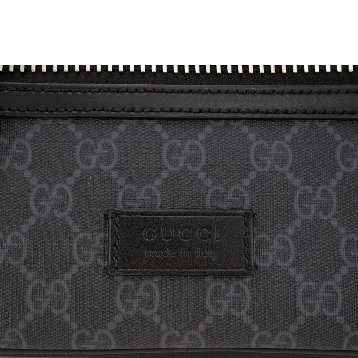 Gucci Gg Supreme Black Grey Coated Canvas Web Belt Bag