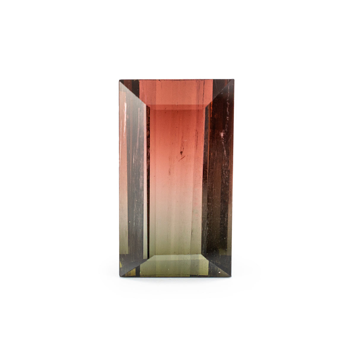 Natural 53.63ct Gia Rectangular Cut Shape Brownish Pink Green Loose Tourmaline