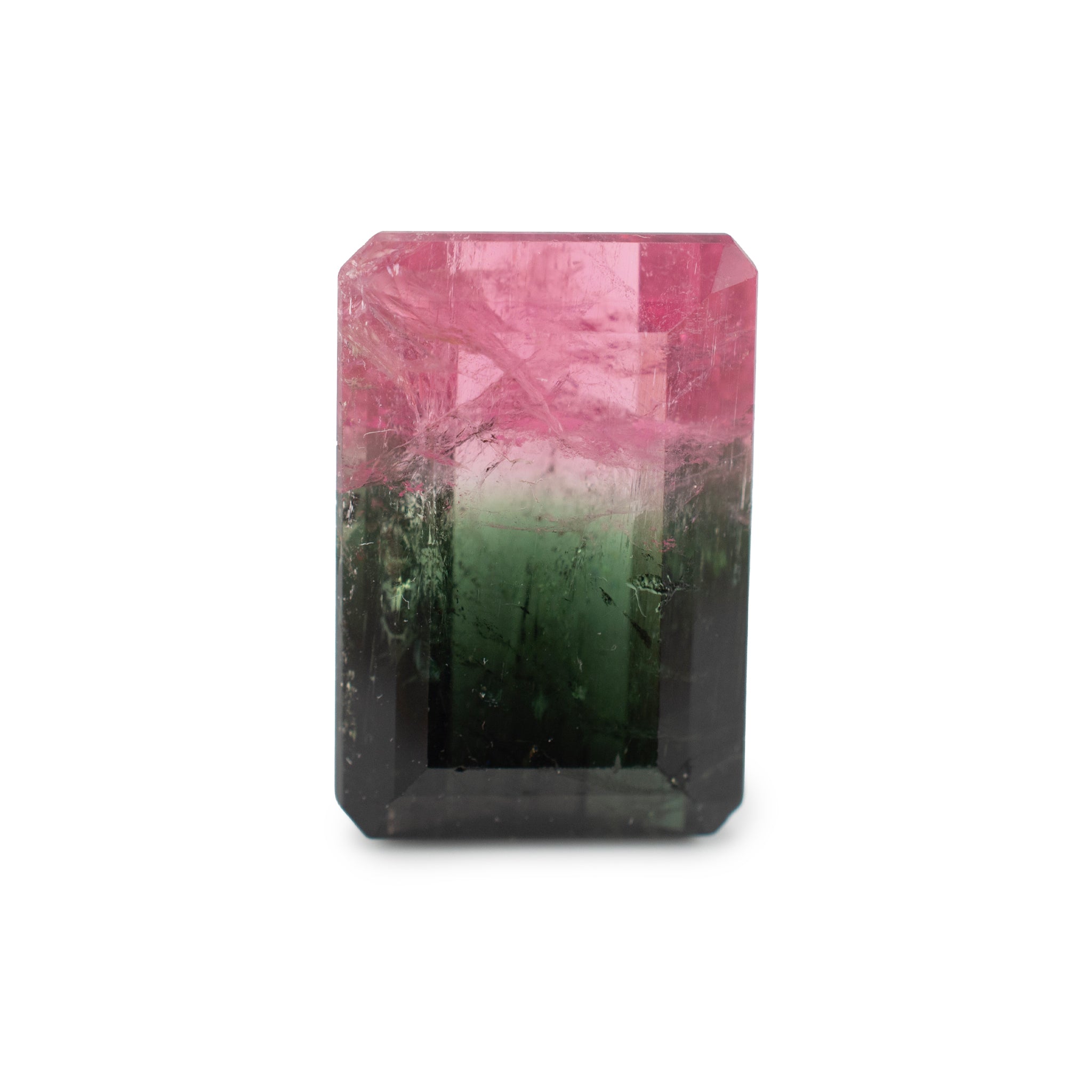 Natural 21.98ct Gia Emerald Cut Shape Zoned Green Pink Loose Tourmaline