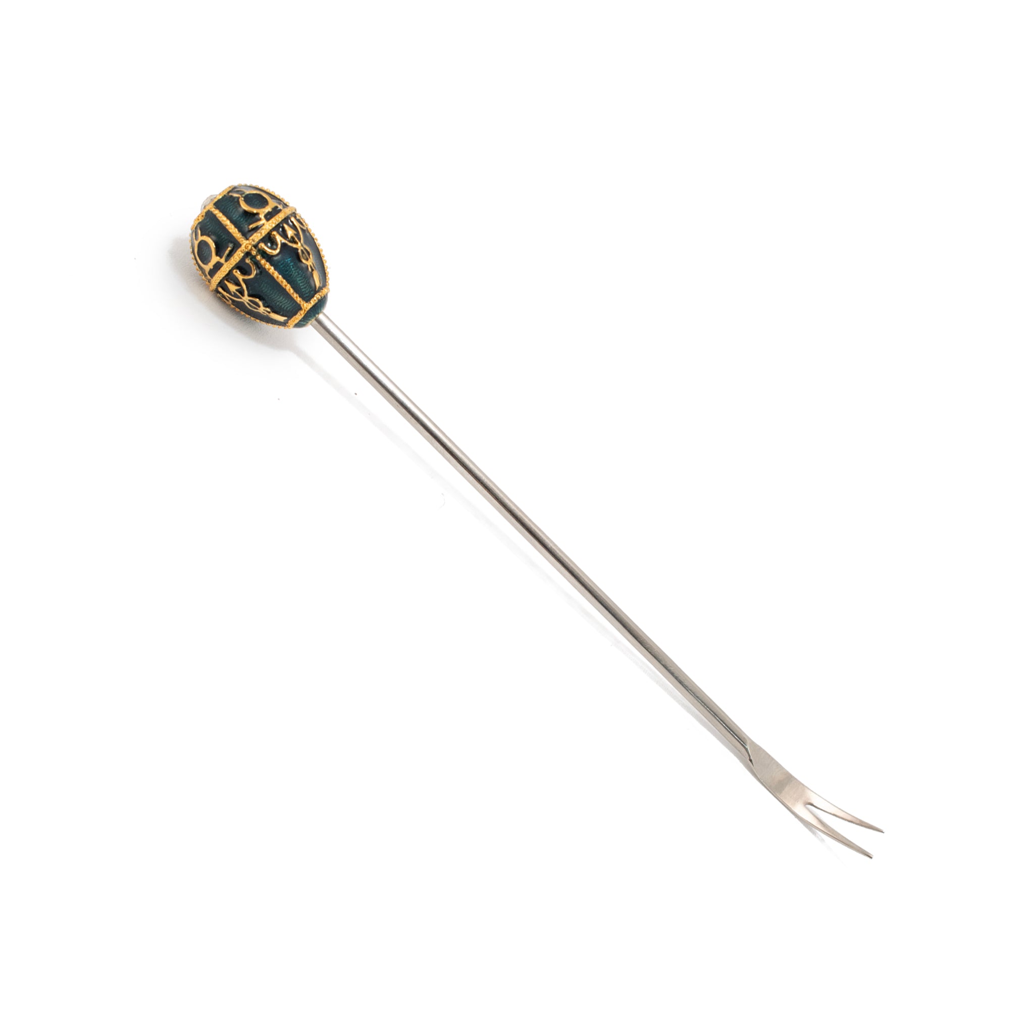 Vintage Fabergé Imperial Collection Enameled Egg Set of 4 Topped Cocktail Forks
