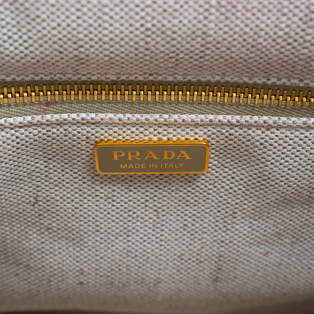 Prada Jardinière Natural Cotton Canvas Leather Trim Mini Handbag