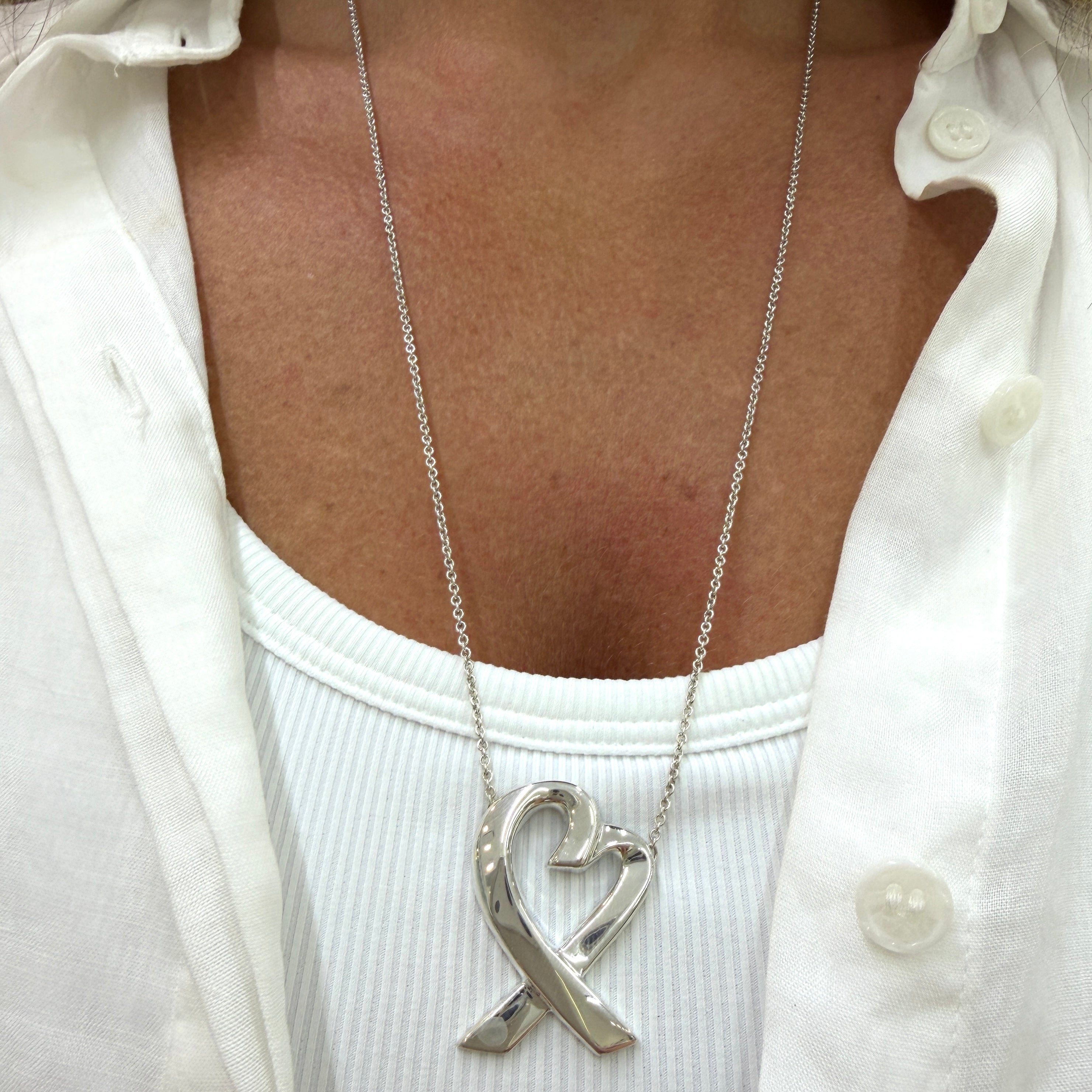 Tiffany & Co. Paloma Picasso Loving Heart Sterling Silver Pendent Necklace